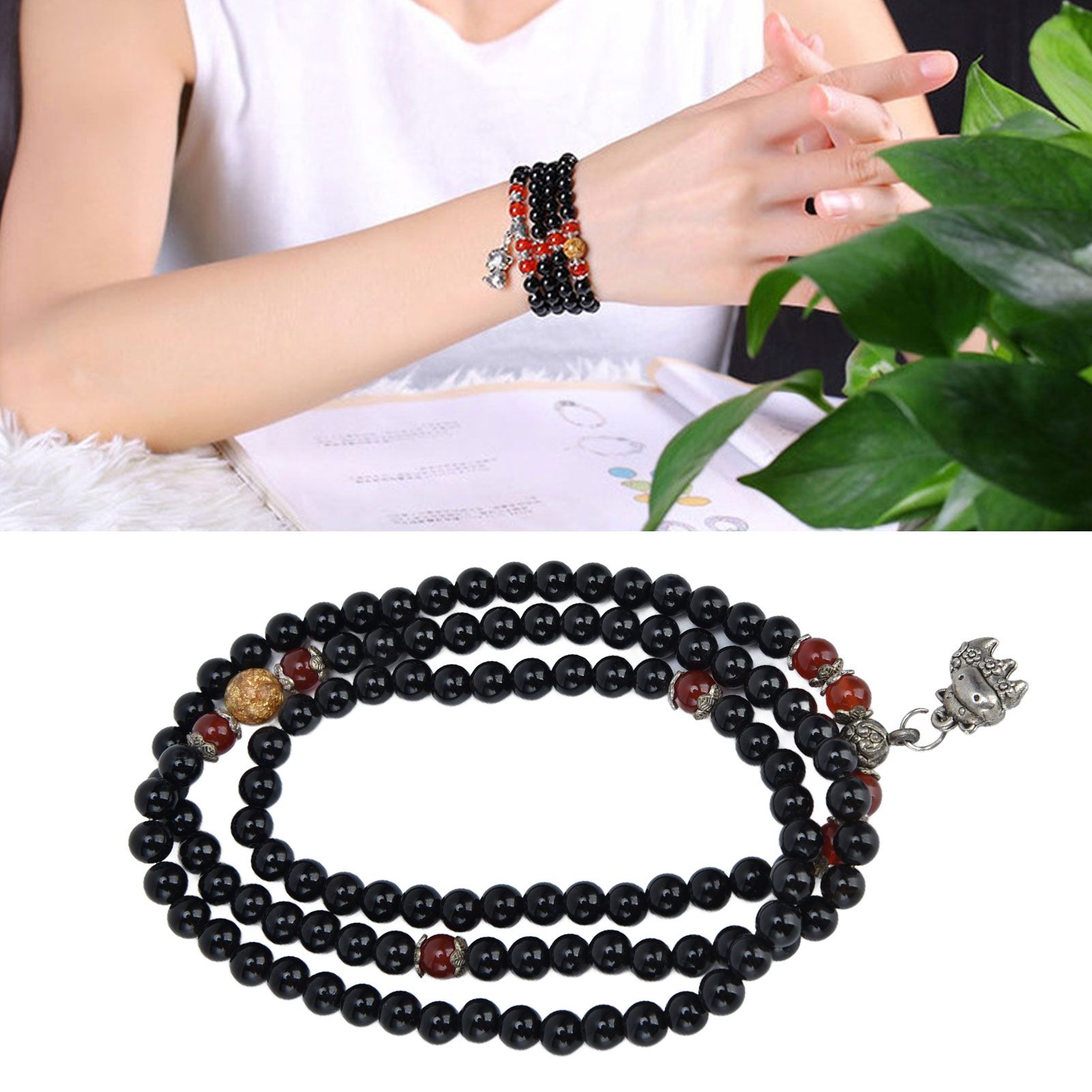 Beaded Bracelets Good Luck Natural Obsidian Bracelets for Women Men Health view 12