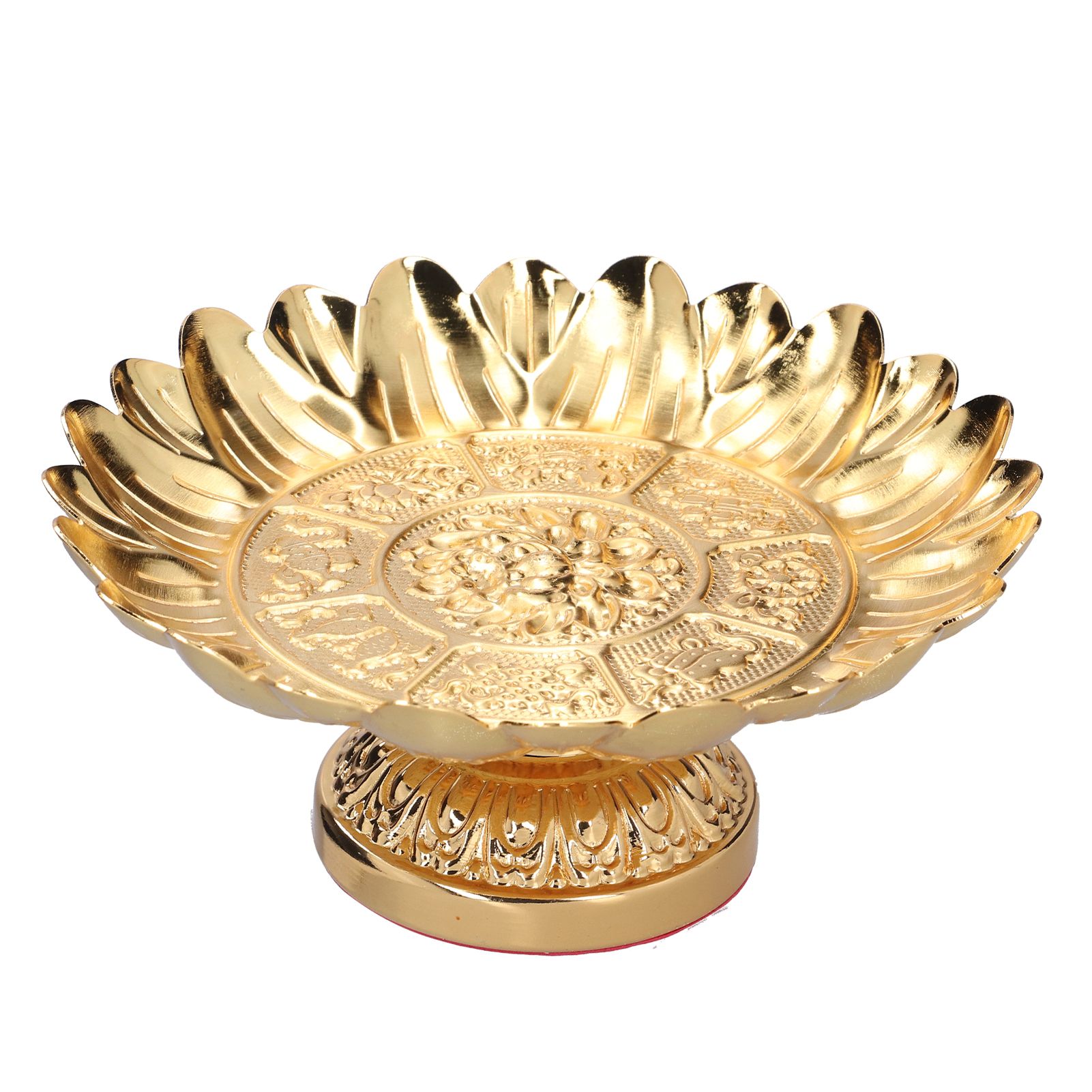 Fruit Tray Retro Style Flat Glossy Durable Alloy Decorative Plate for Temples — image 1