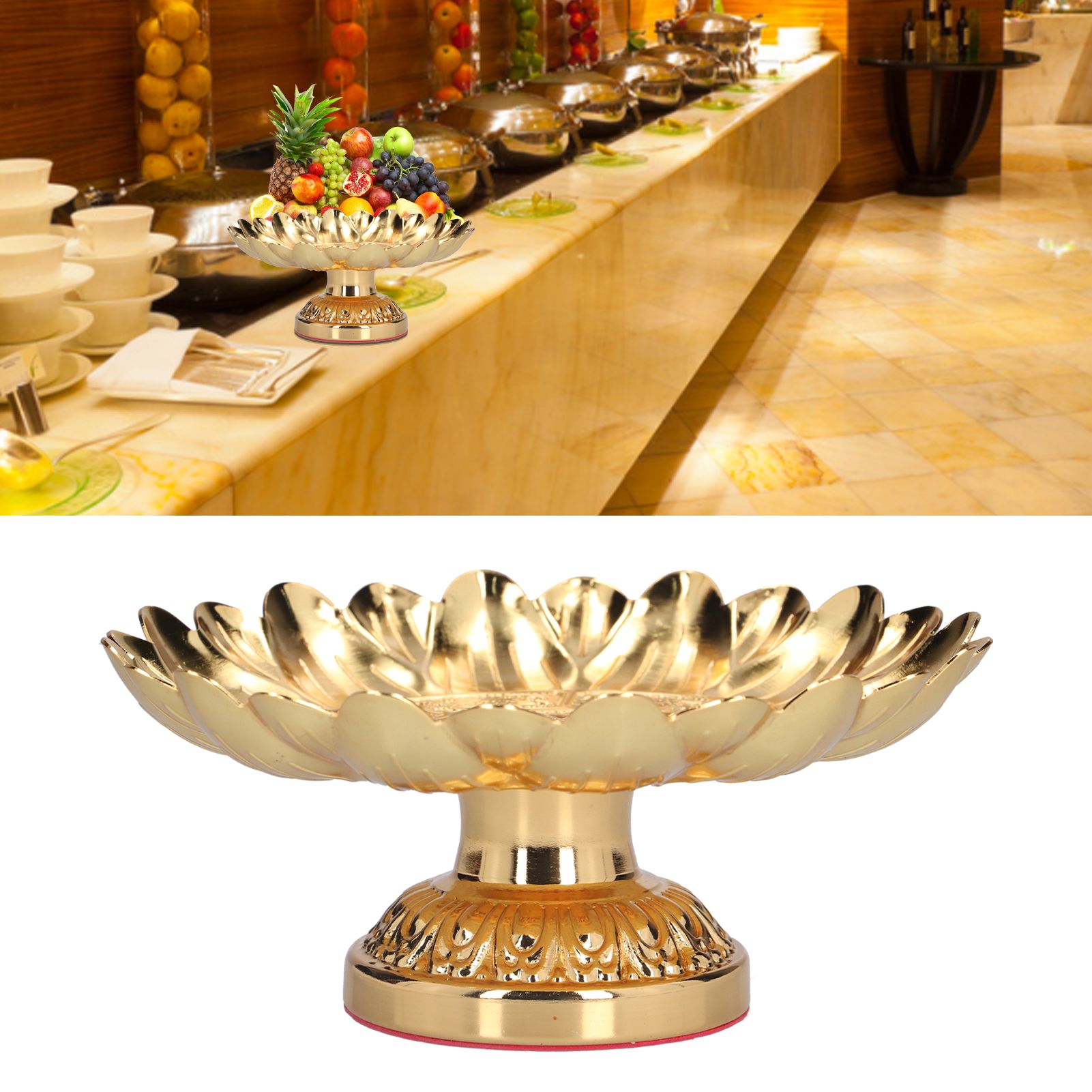 Fruit Tray Retro Style Flat Glossy Durable Alloy Decorative Plate for Temples view 11