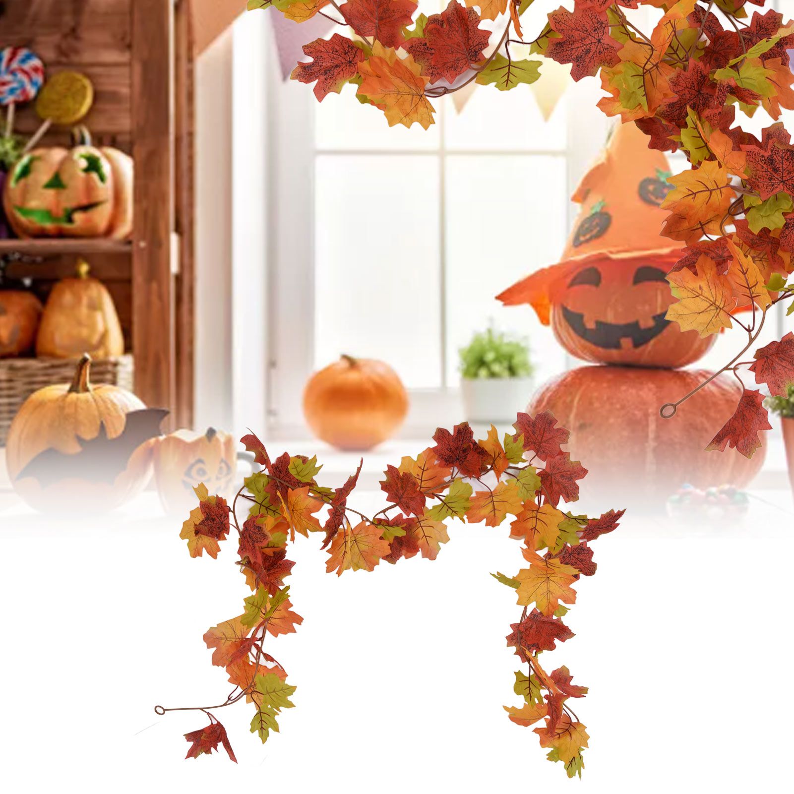 Decorative Artificial Maple Garland Fall Leaf Garland Decoration Thanksgiving view 11