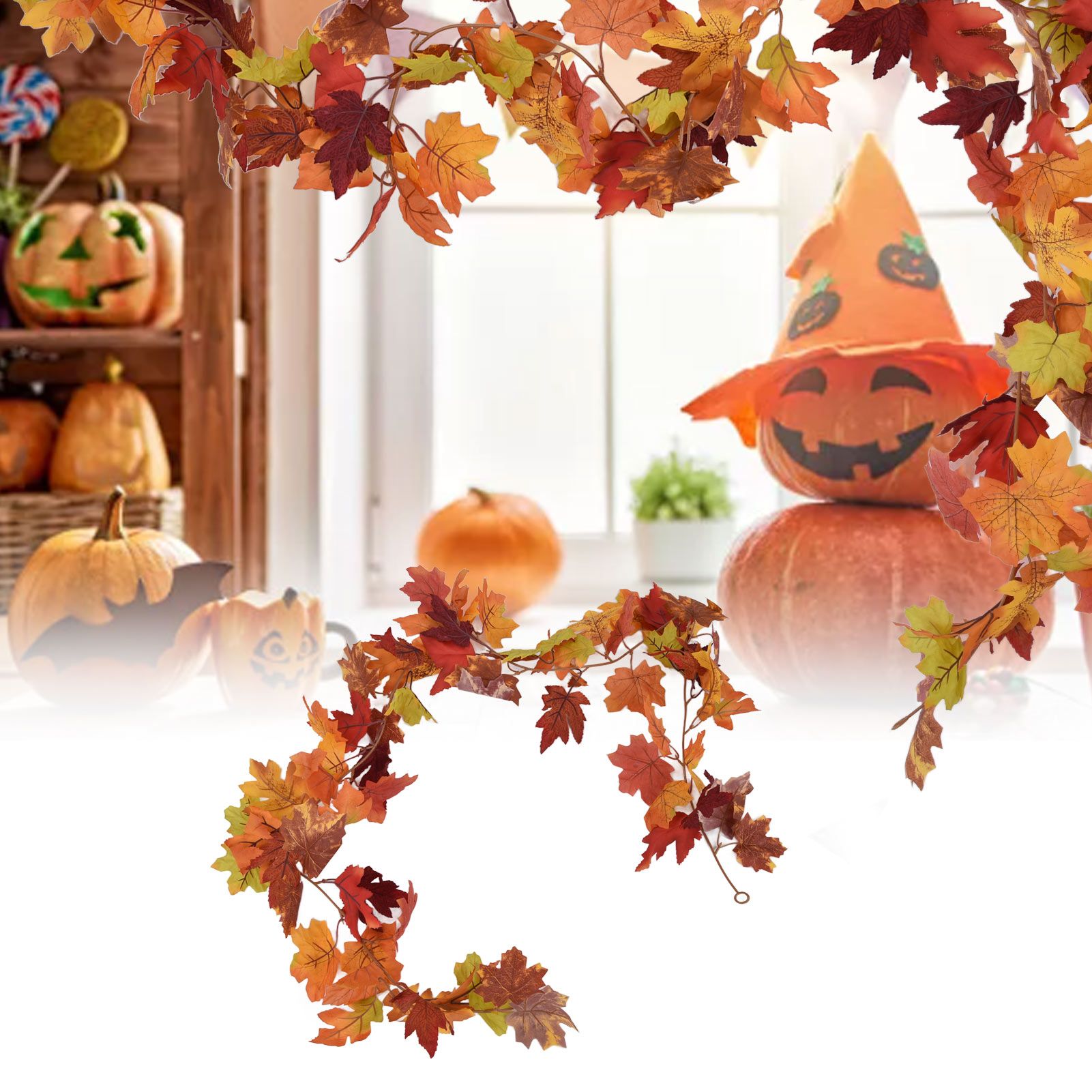 Decorative Artificial Maple Garland Fall Leaf Garland Decoration Thanksgiving view 12