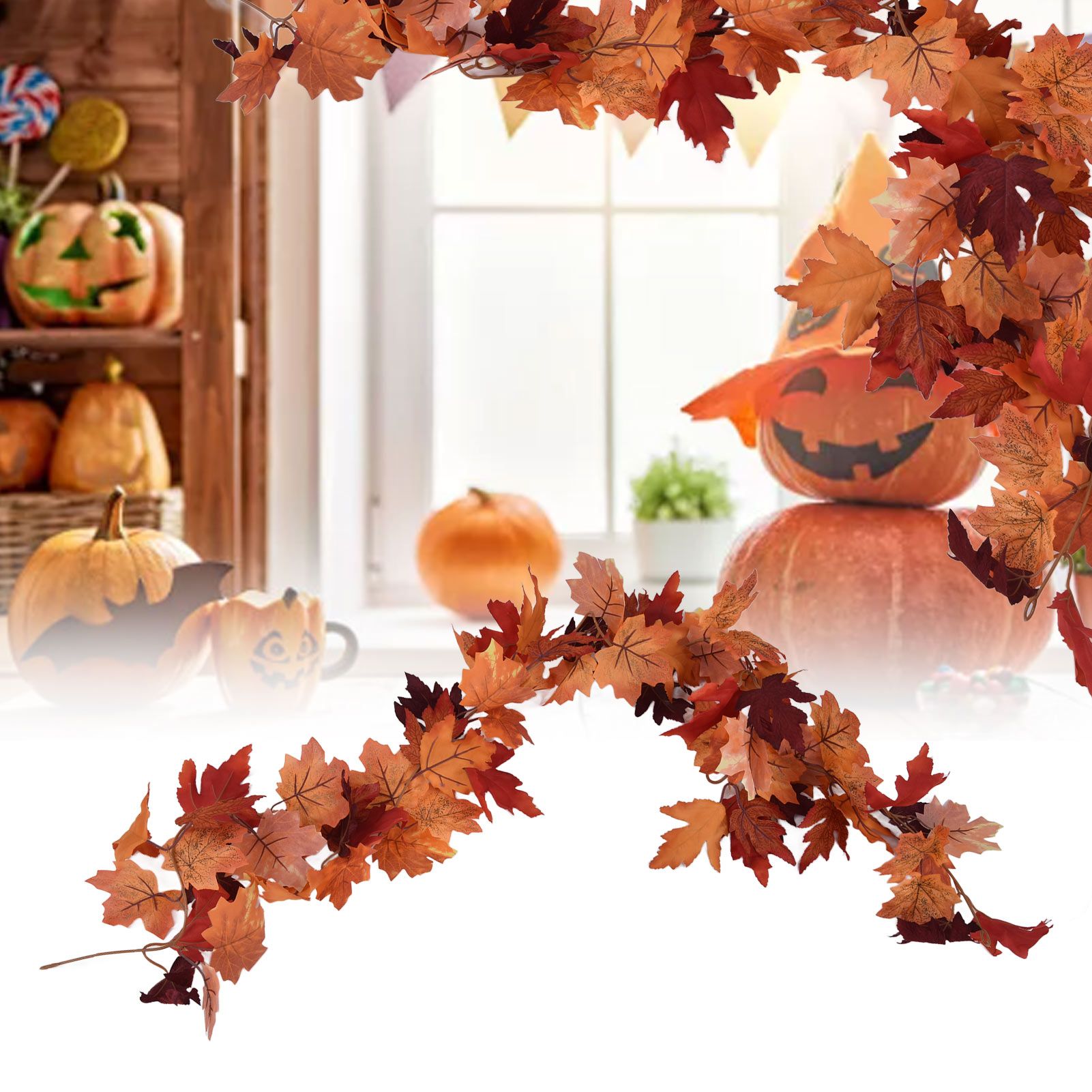 Decorative Artificial Maple Garland Fall Leaf Garland Decoration Thanksgiving view 11