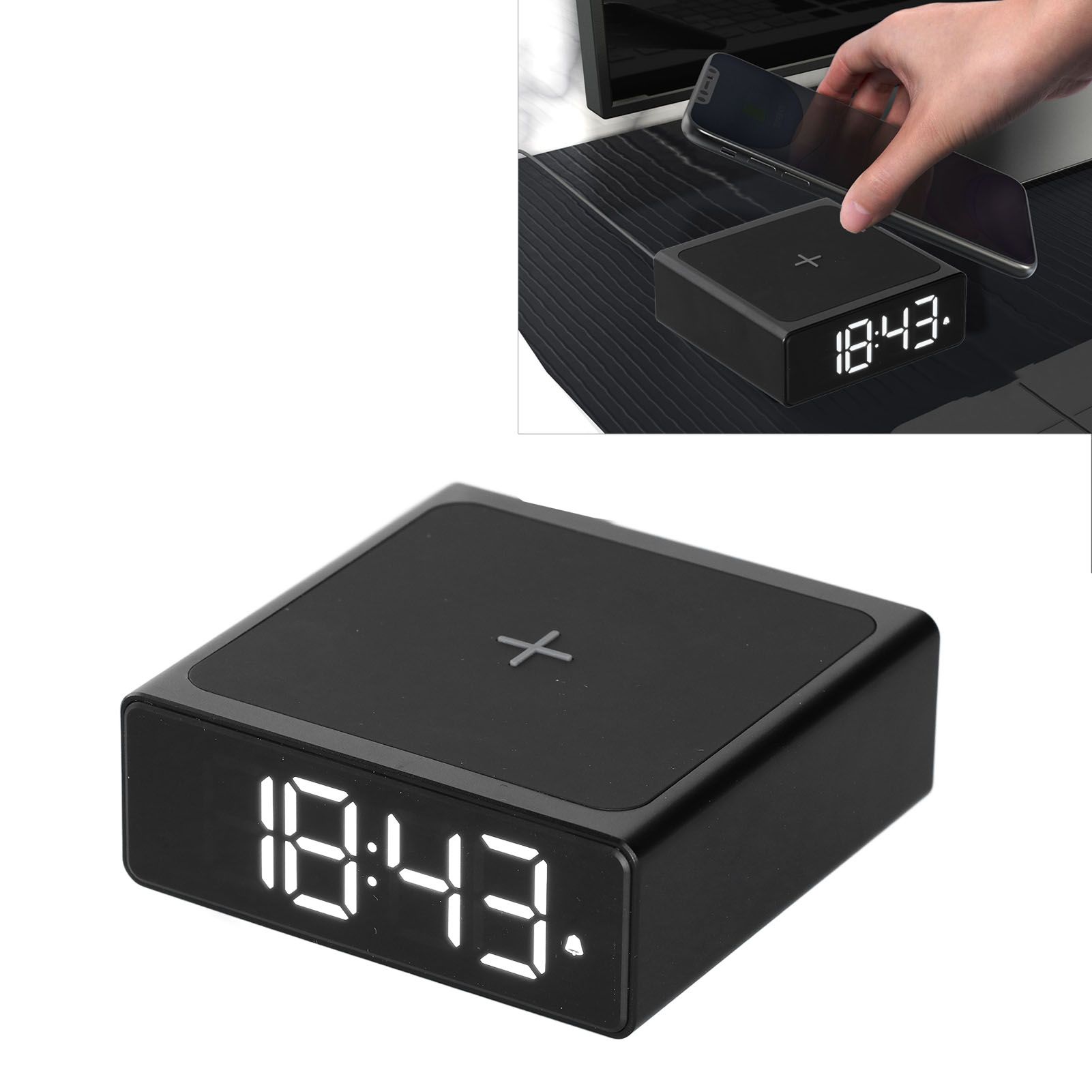 Digital Alarm Clock 3 In1 LED Desktop Digital Clock with Wireless Charging USB view 12