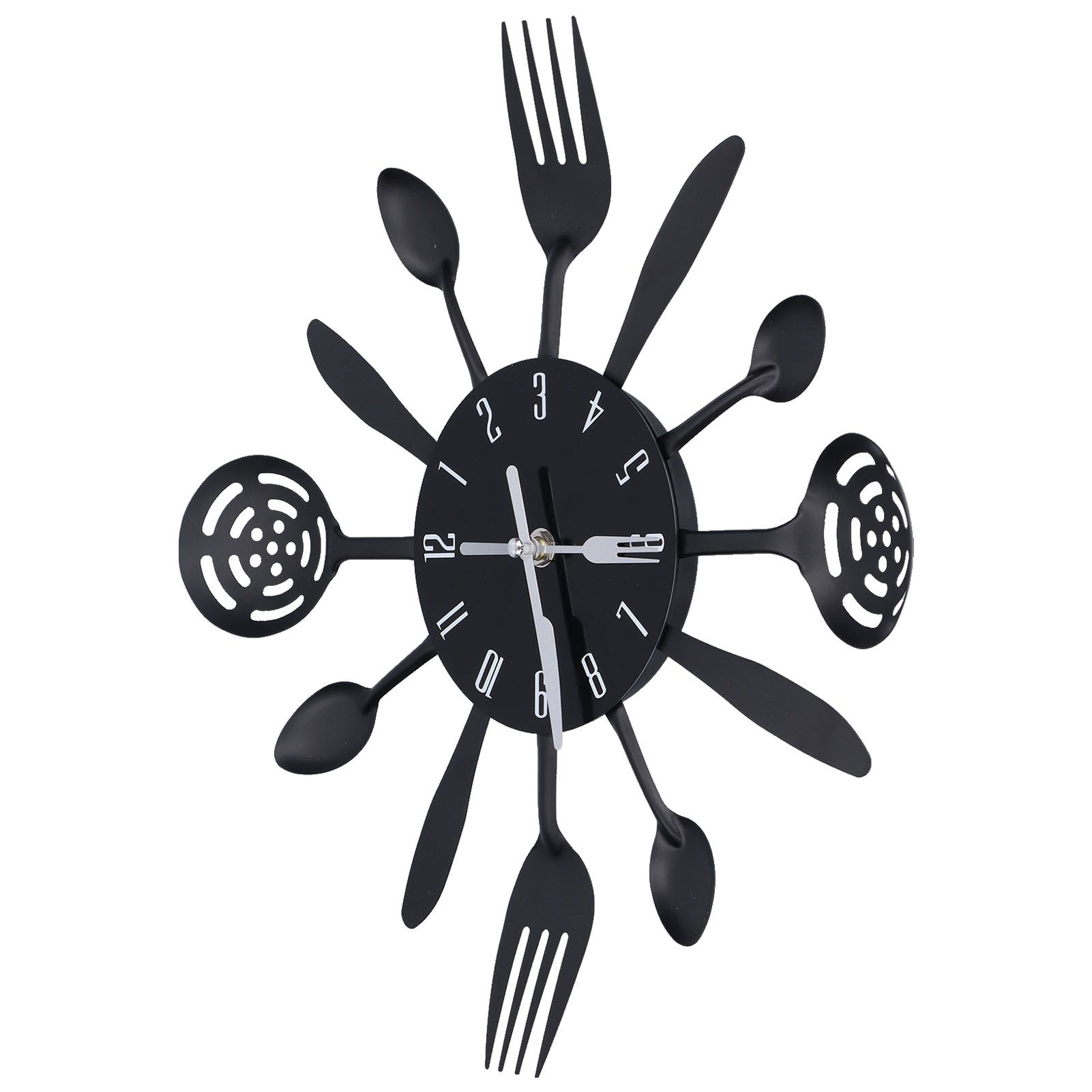 Black Kitchen Wall Clock Removable Modern Cutlery Kitchen Spoon Fork Wall view 7