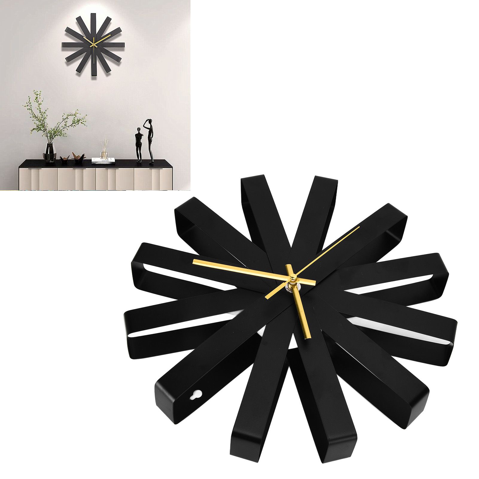 Living Room Clock Stainless Steel Silent Movement Creativity Wall Clock Modern view 11