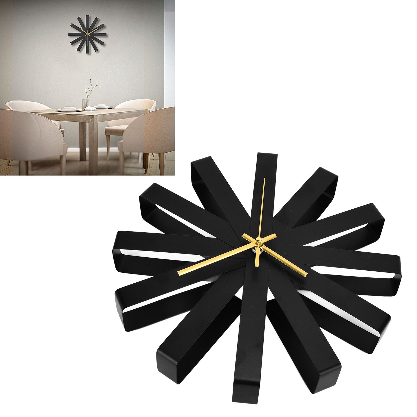 Living Room Clock Stainless Steel Silent Movement Creativity Wall Clock Modern view 12