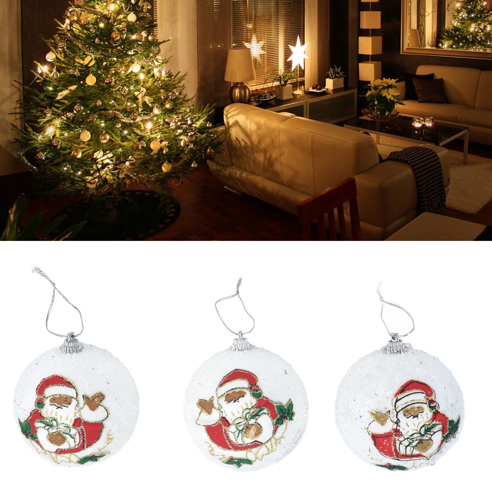 3PCS Christmas Ball Foam Hanging Christmas Tree Ornament for Festival Party view 11