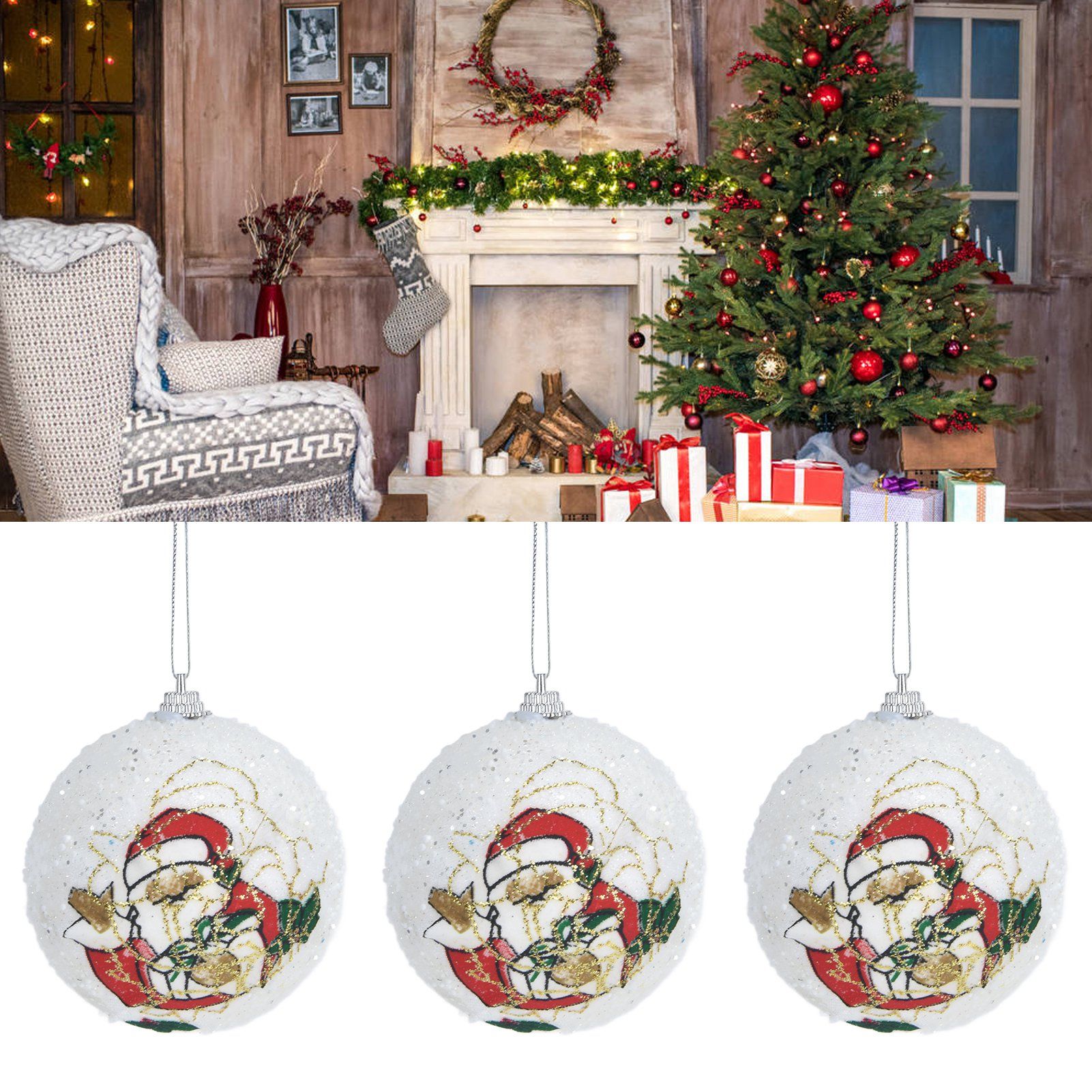3PCS Christmas Ball Foam Hanging Christmas Tree Ornament for Festival Party view 12