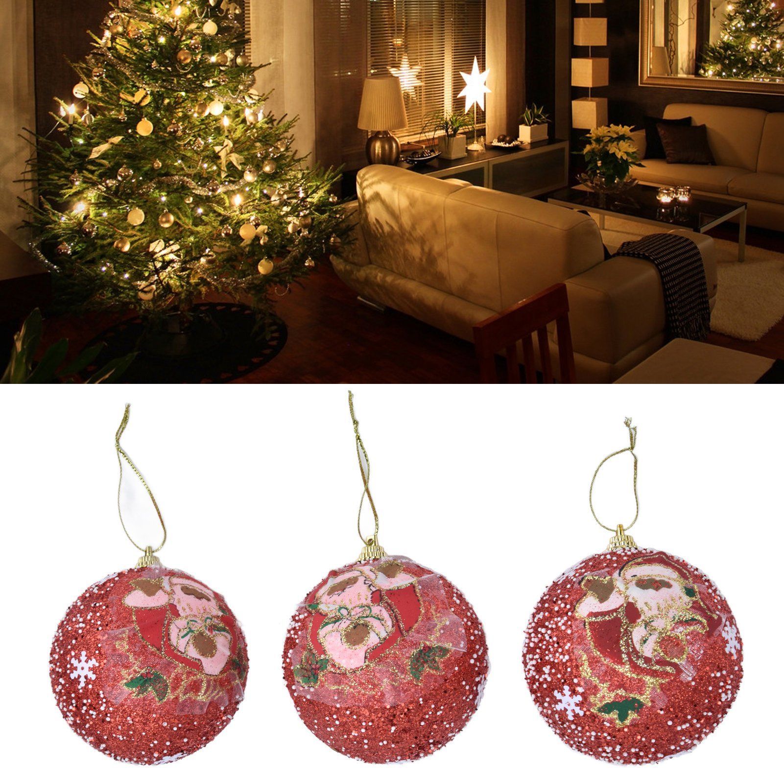 3PCS Christmas Ball Foam Hanging Christmas Tree Ornament for Festival Party view 11