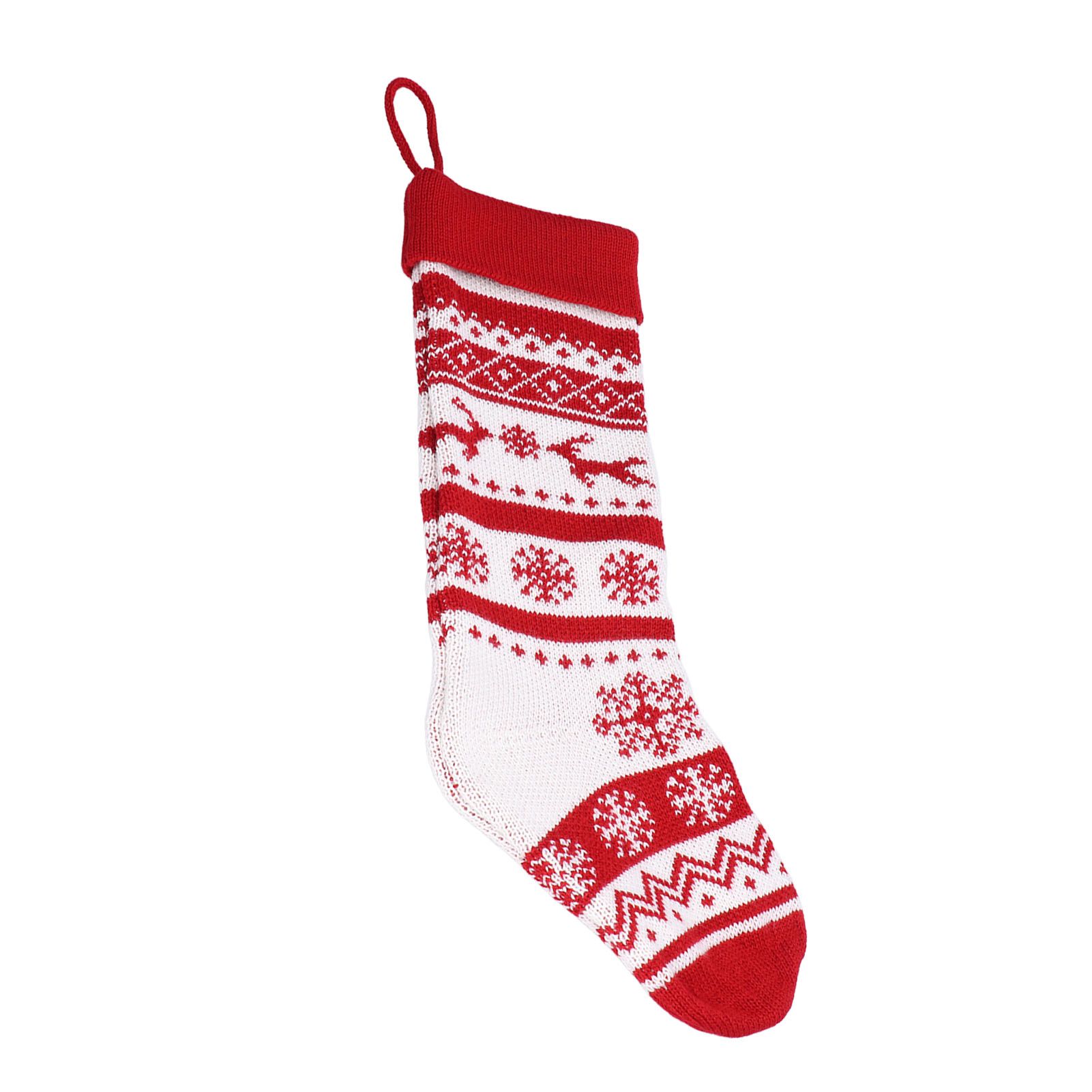 Large Knitted Christmas Stocking with Candy Bag Lovely Christmas Decorations view 2