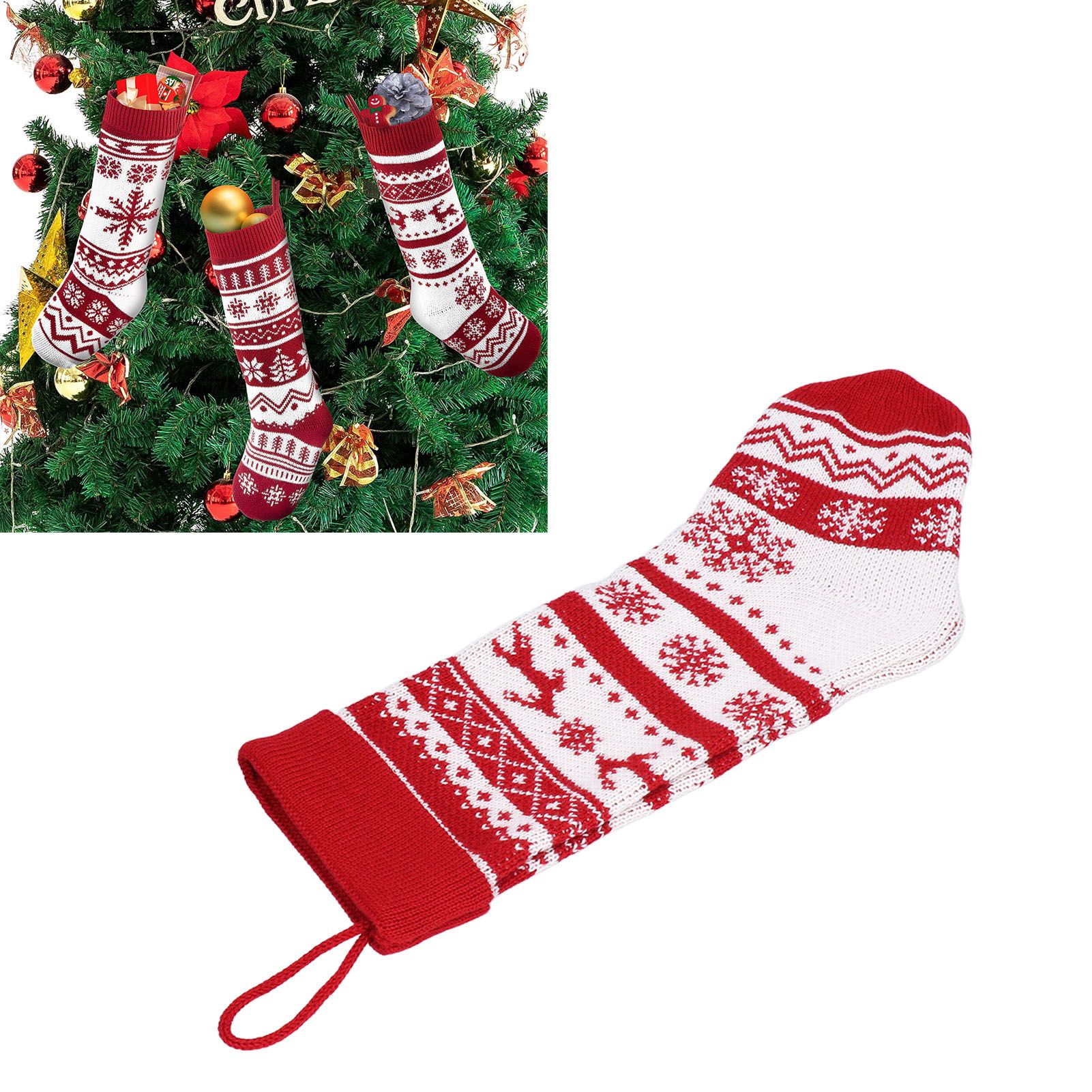 Large Knitted Christmas Stocking with Candy Bag Lovely Christmas Decorations view 12