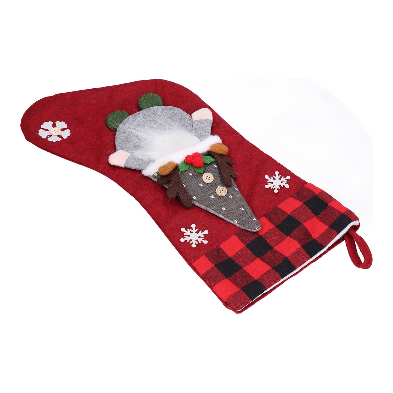 Christmas Stocking with Faceless Doll Decor Home Shop Party Xmas Tree Gift Bag view 3