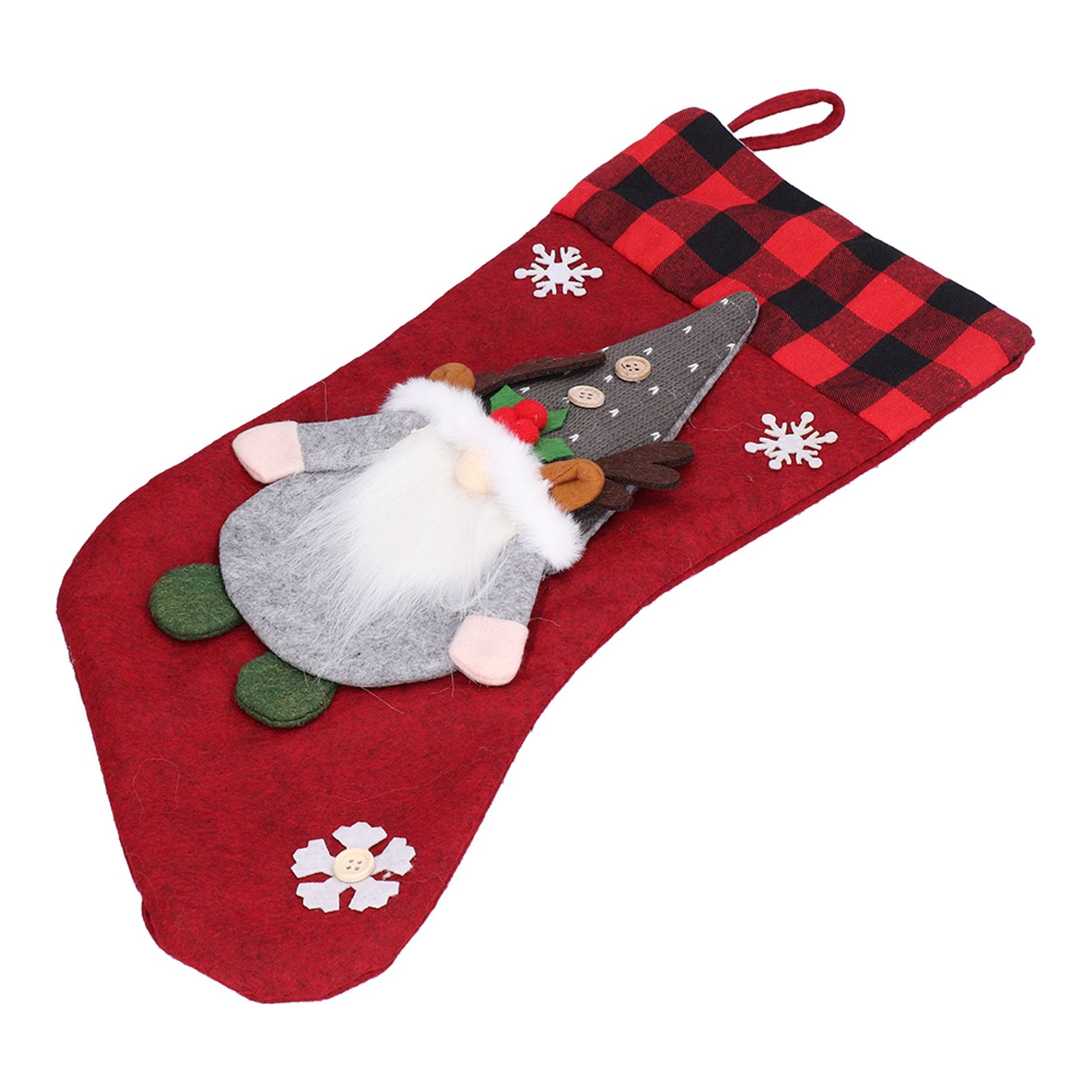 Christmas Stocking with Faceless Doll Decor Home Shop Party Xmas Tree Gift Bag view 5