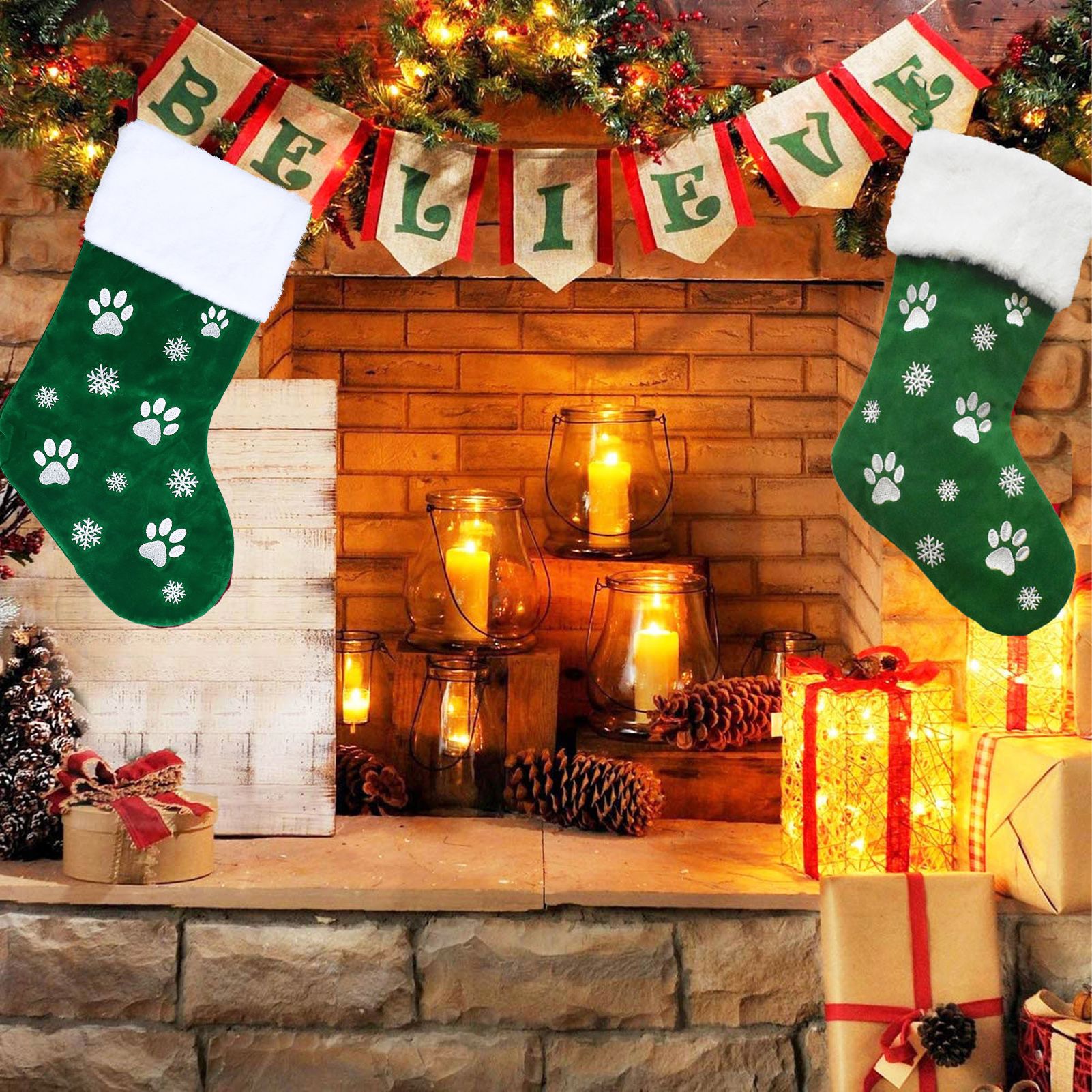 Christmas Stocking Gift Bag Xmas Tree Hanging Pendant Craft for Home Party view 12