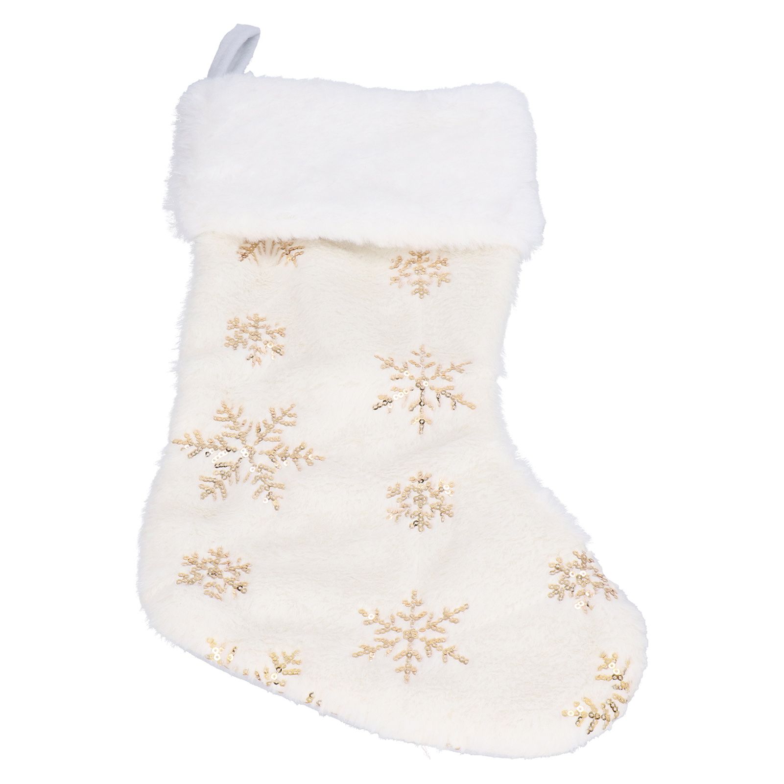 Polyester Christmas Stocking Pendant with Embroidery Snowflake Pattern Xmas view 2