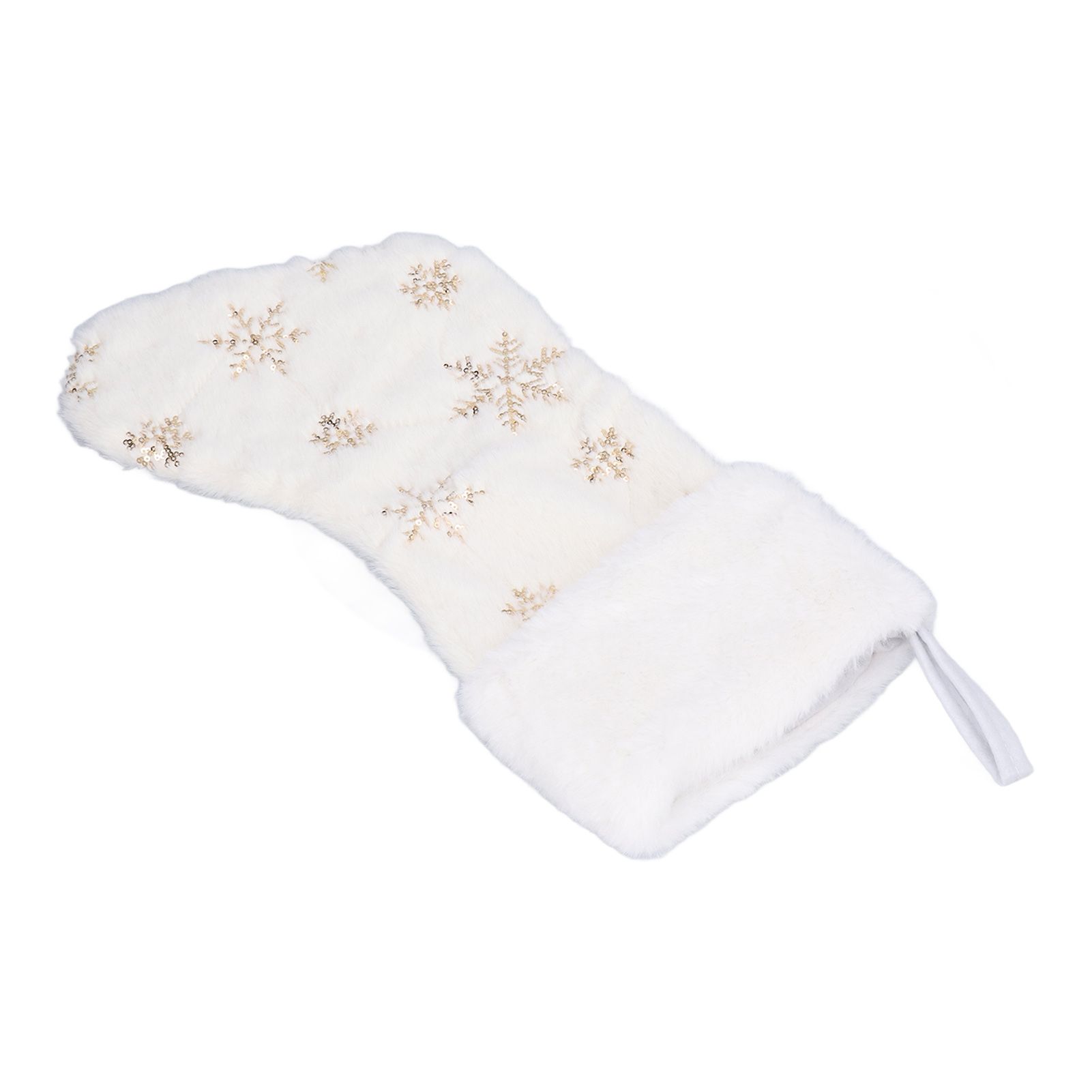 Polyester Christmas Stocking Pendant with Embroidery Snowflake Pattern Xmas view 3