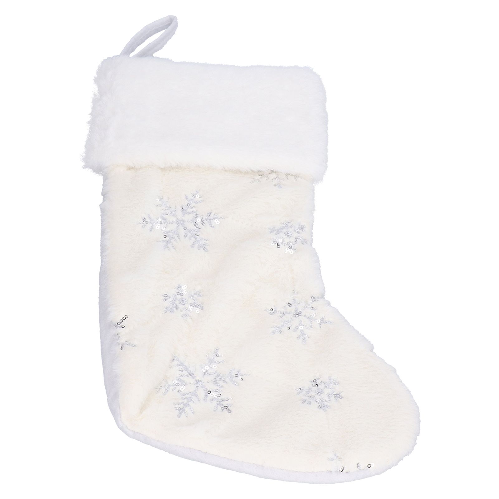 Polyester Christmas Stocking Pendant with Embroidery Snowflake Pattern Xmas view 2