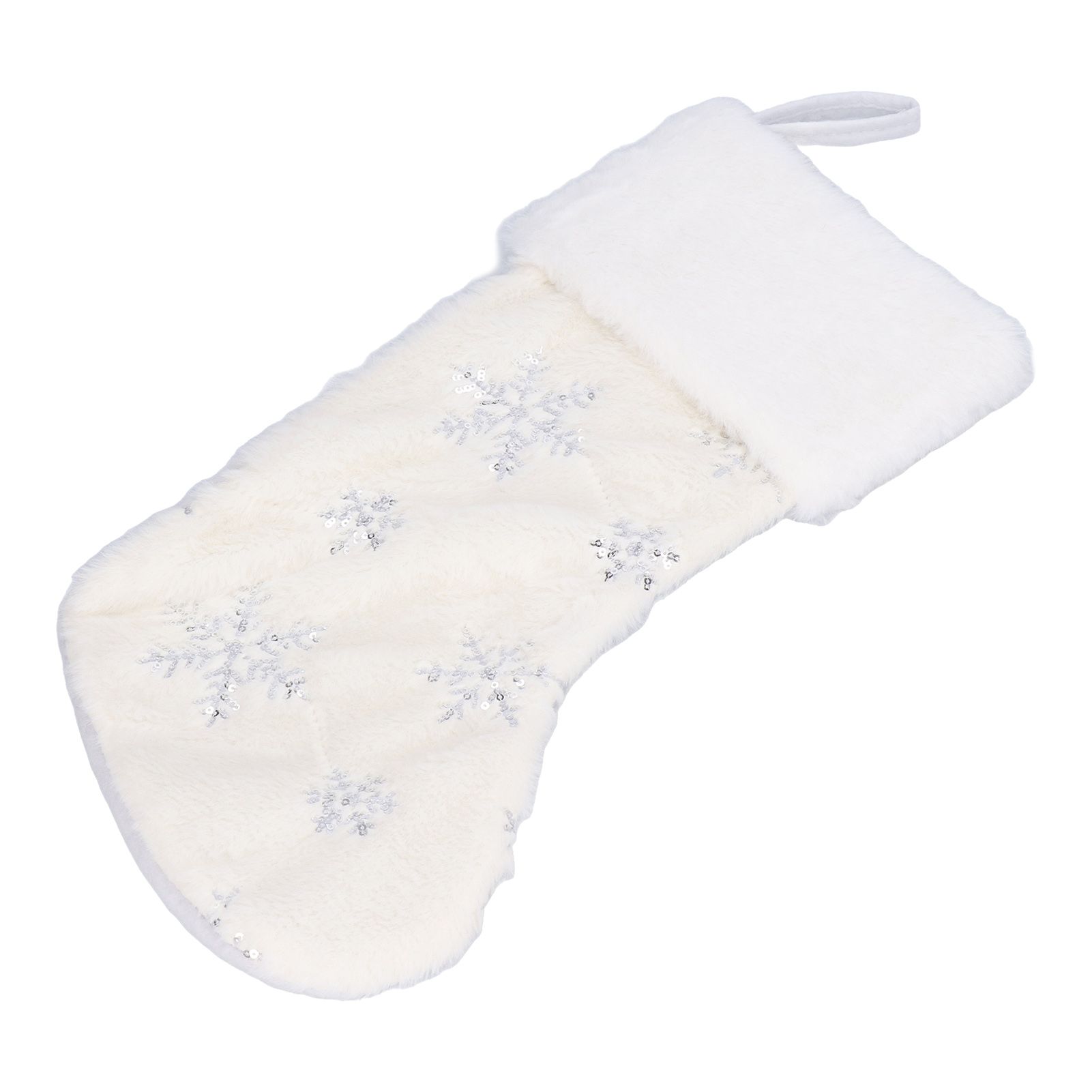 Polyester Christmas Stocking Pendant with Embroidery Snowflake Pattern Xmas view 3