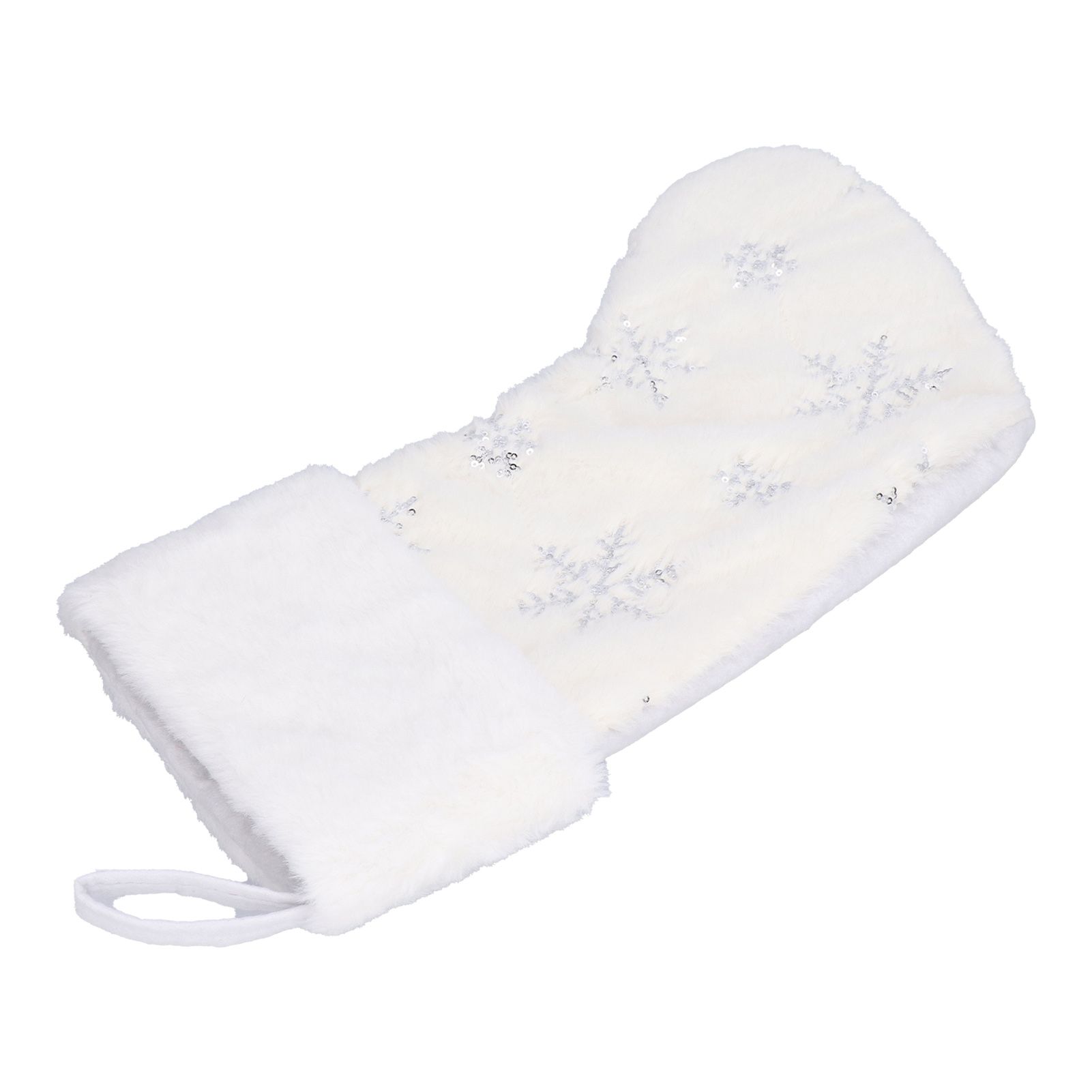 Polyester Christmas Stocking Pendant with Embroidery Snowflake Pattern Xmas view 4