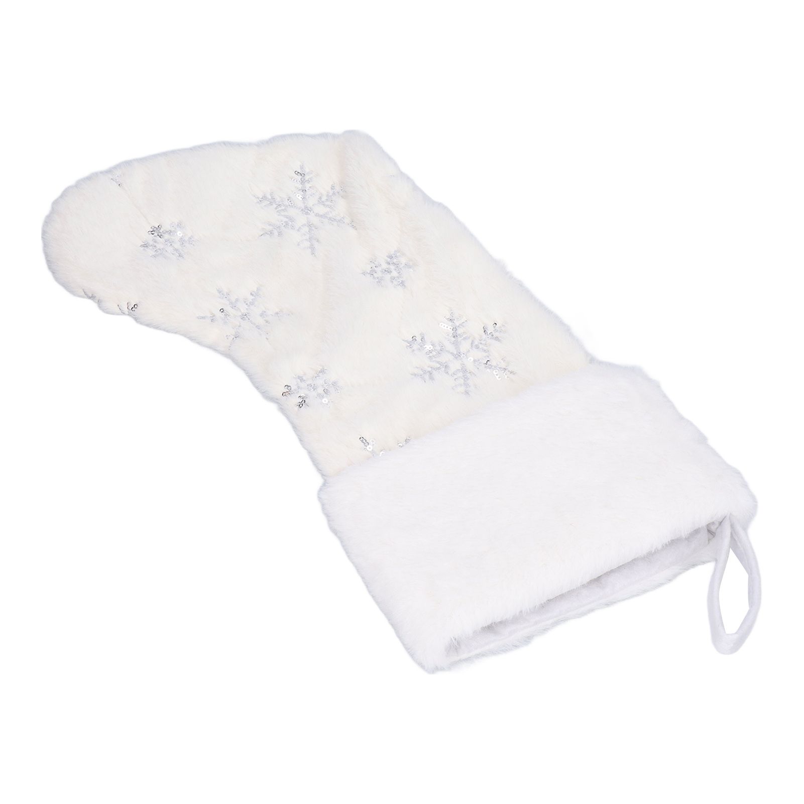 Polyester Christmas Stocking Pendant with Embroidery Snowflake Pattern Xmas view 5