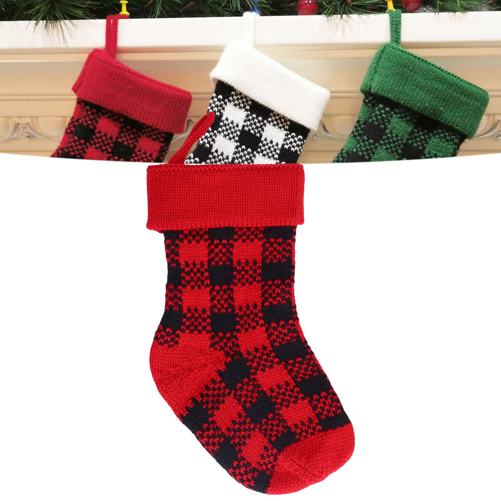 Mini Knitting Christmas Stocking Acrylic Fiber Xmas Tree Hanging Pendant view 11