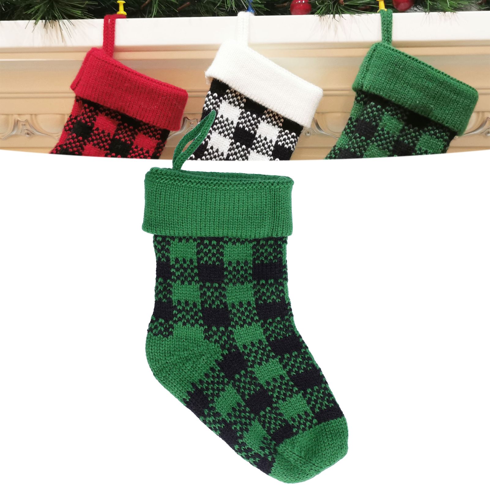 Mini Knitting Christmas Stocking Acrylic Fiber Xmas Tree Hanging Pendant view 11