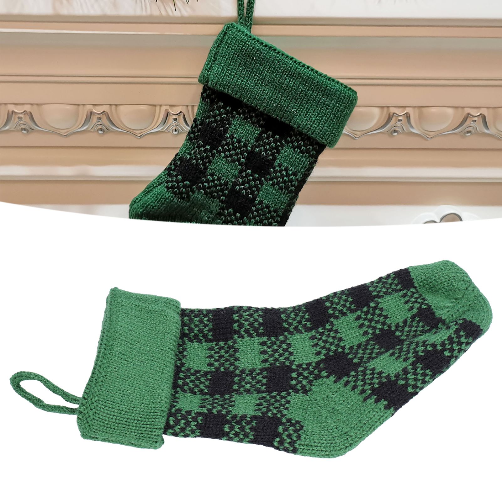 Mini Knitting Christmas Stocking Acrylic Fiber Xmas Tree Hanging Pendant view 12