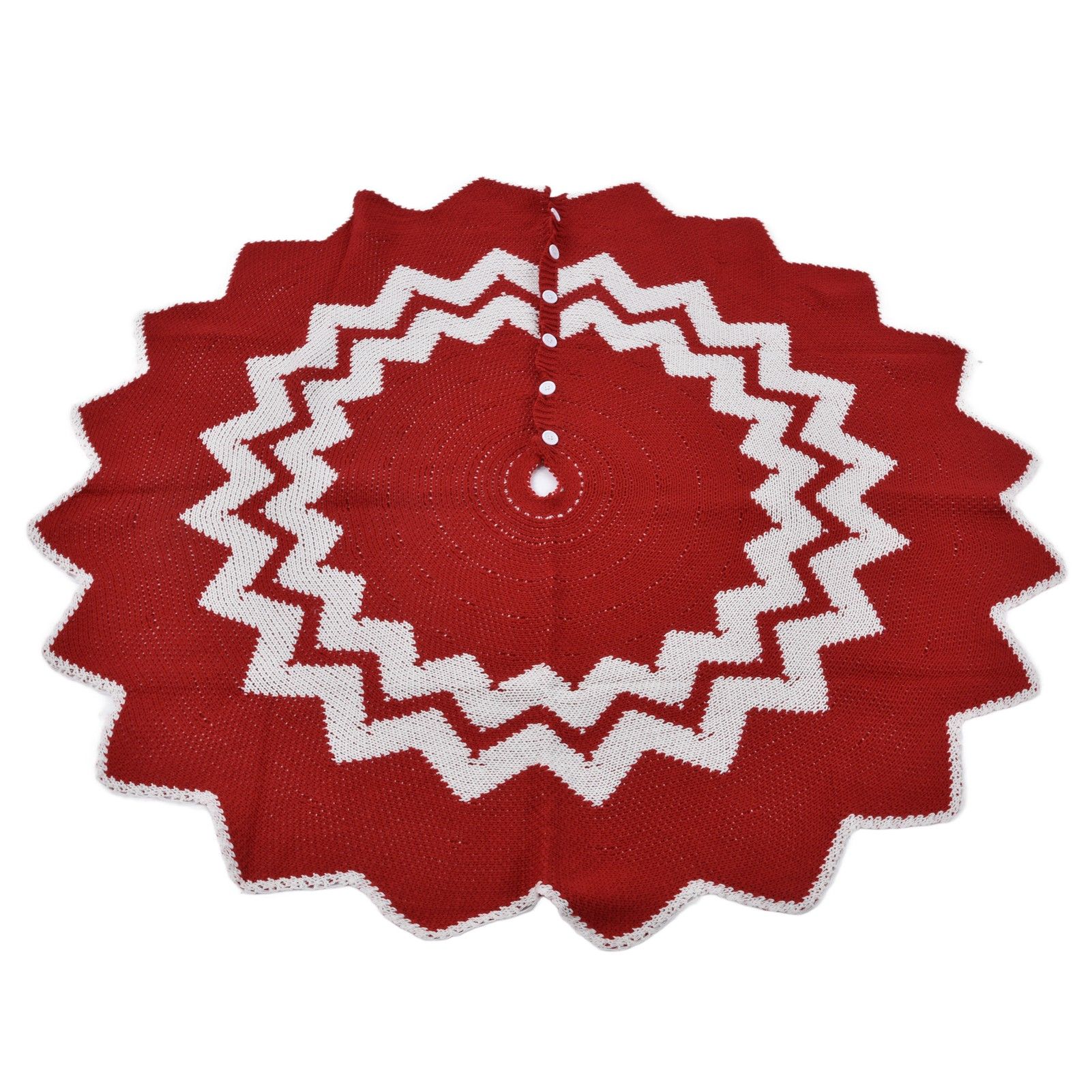 Christmas Tree Skirt Acrylic Fiber Knitting Floor Mat Cover Pad Xmas Party view 2