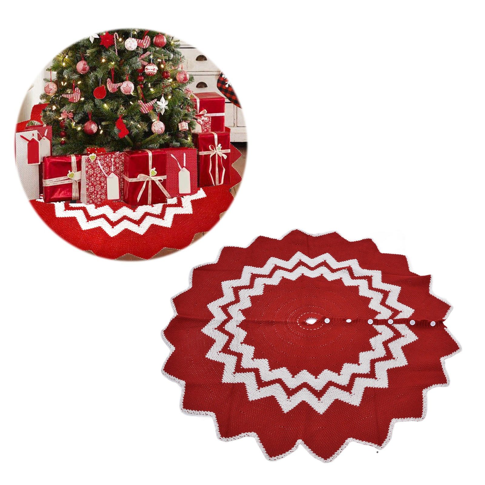 Christmas Tree Skirt Acrylic Fiber Knitting Floor Mat Cover Pad Xmas Party view 11