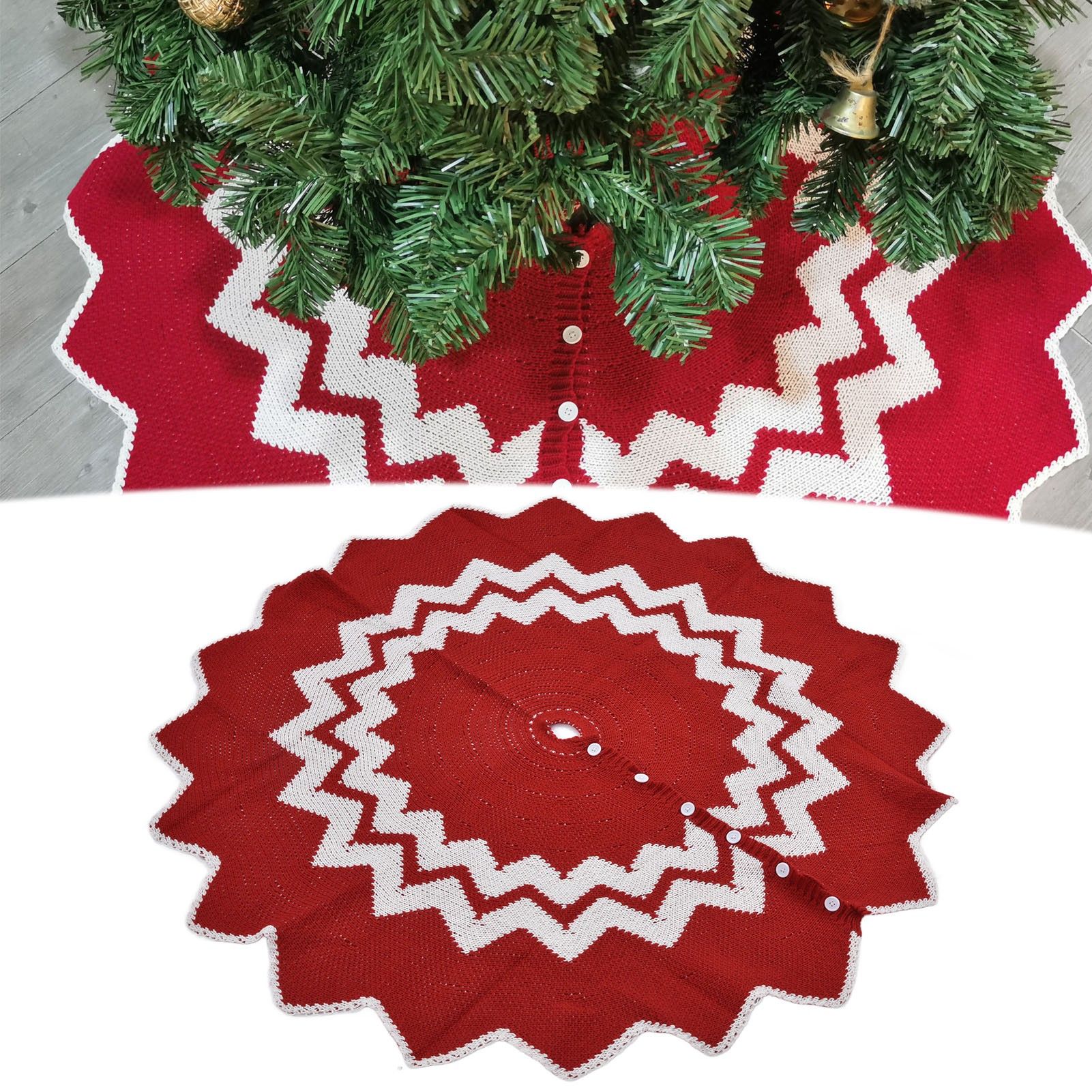 Christmas Tree Skirt Acrylic Fiber Knitting Floor Mat Cover Pad Xmas Party view 12