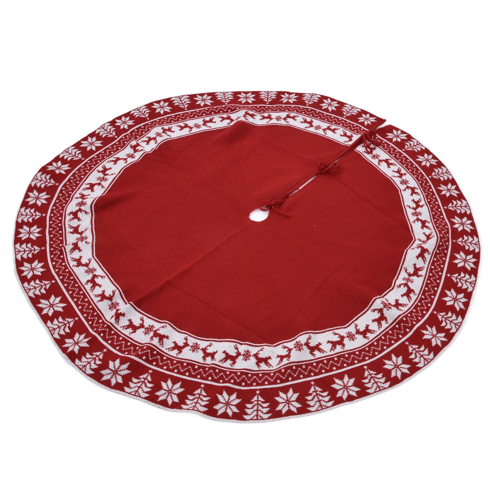 Knitted Christmas Tree Skirt Reusable Xmas Tree Stand Mat Floor Protector Home view 3