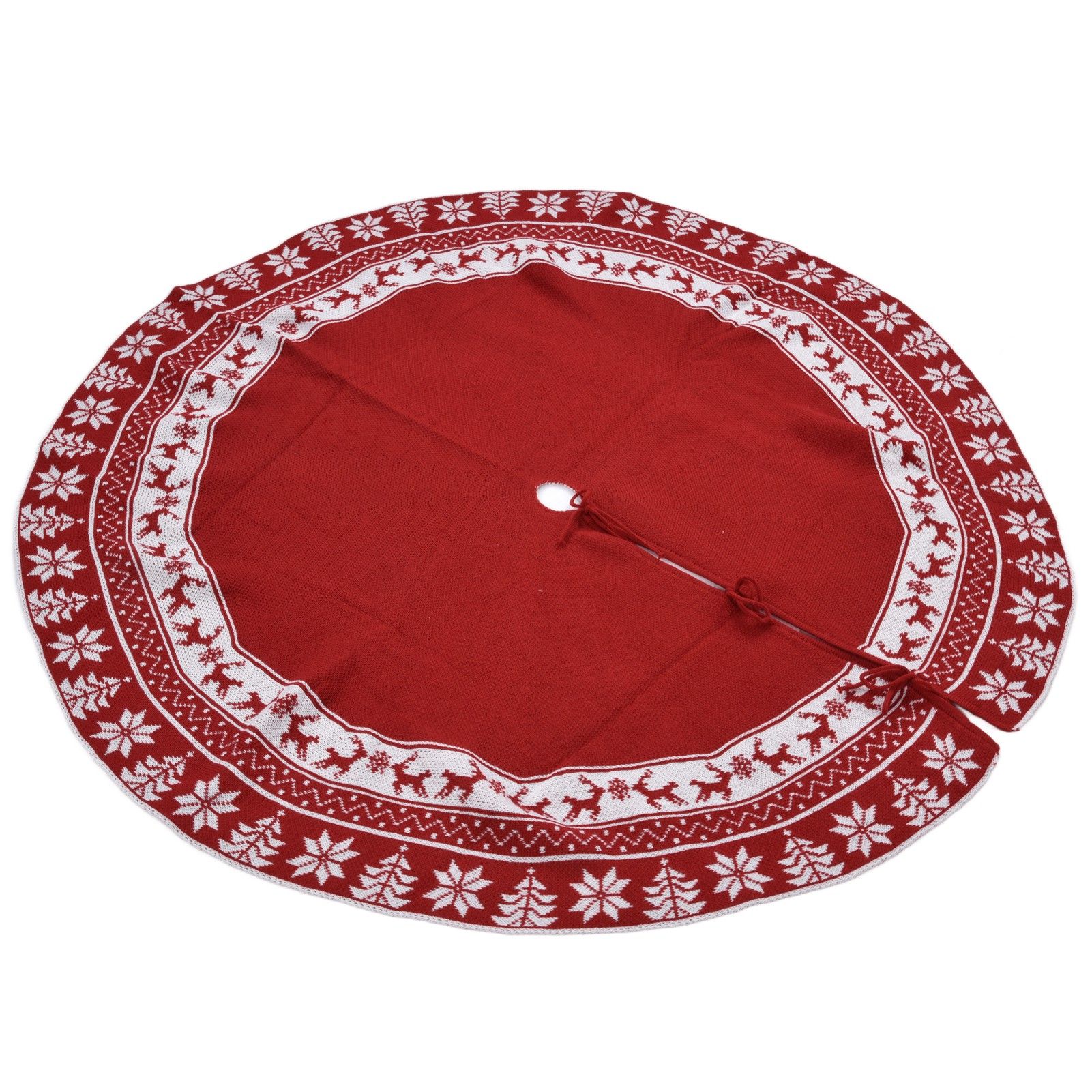 Knitted Christmas Tree Skirt Reusable Xmas Tree Stand Mat Floor Protector Home view 4