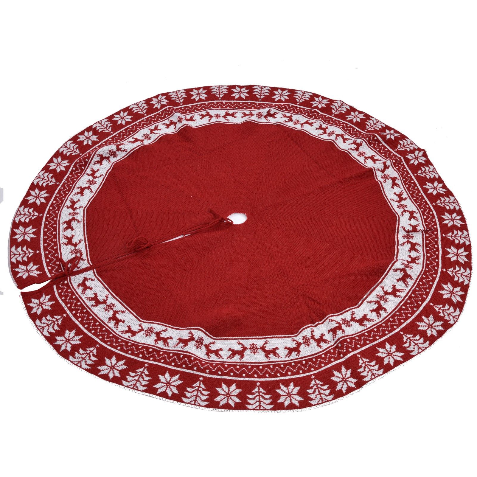 Knitted Christmas Tree Skirt Reusable Xmas Tree Stand Mat Floor Protector Home view 5
