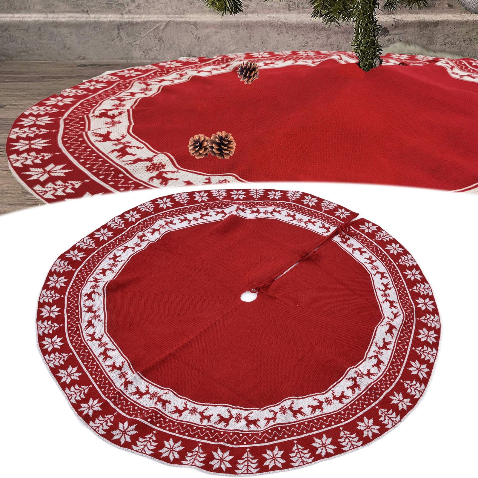 Knitted Christmas Tree Skirt Reusable Xmas Tree Stand Mat Floor Protector Home view 12