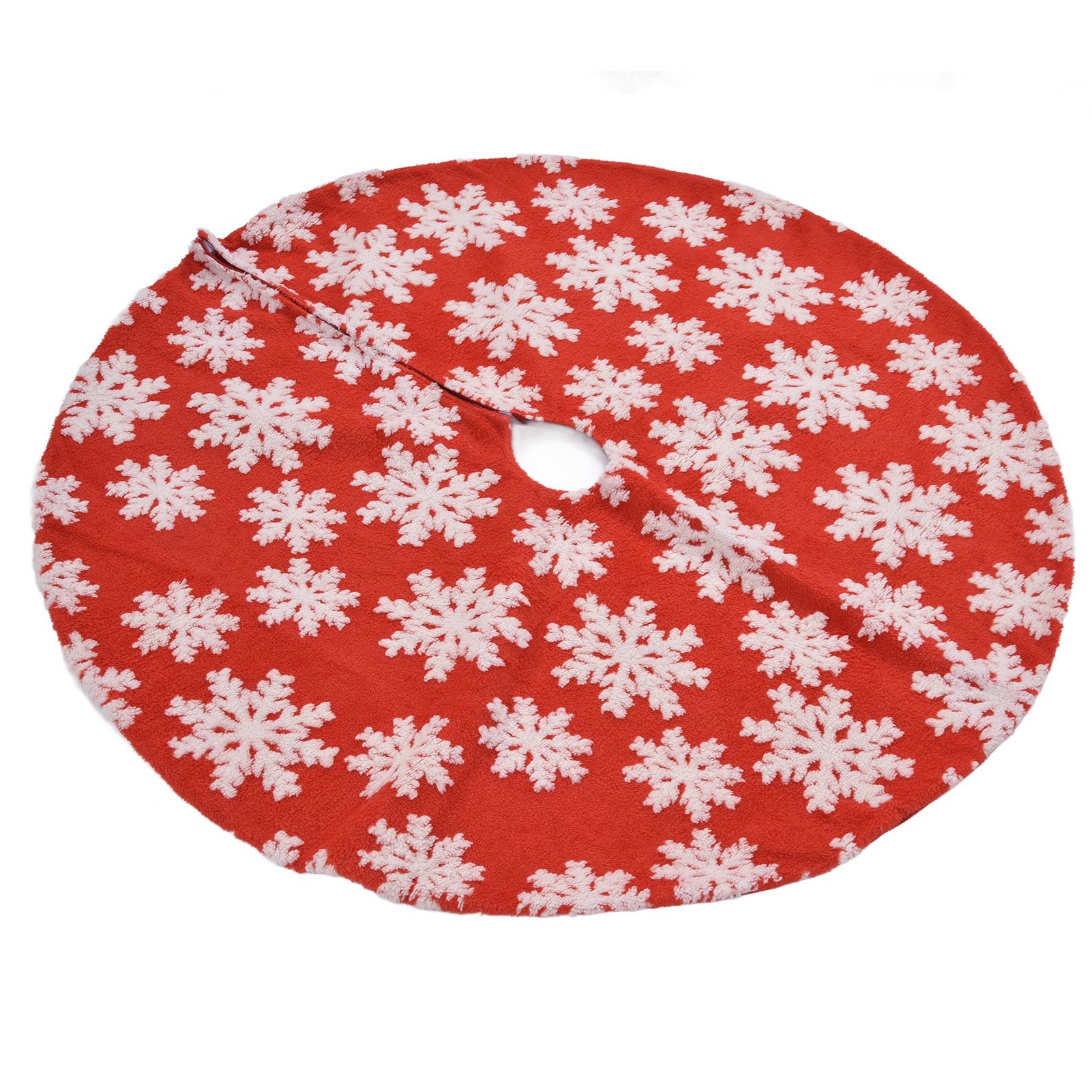 Christmas Tree Skirt White Snowflake Pattern Xmas Tree Mat for Holiday Party view 2