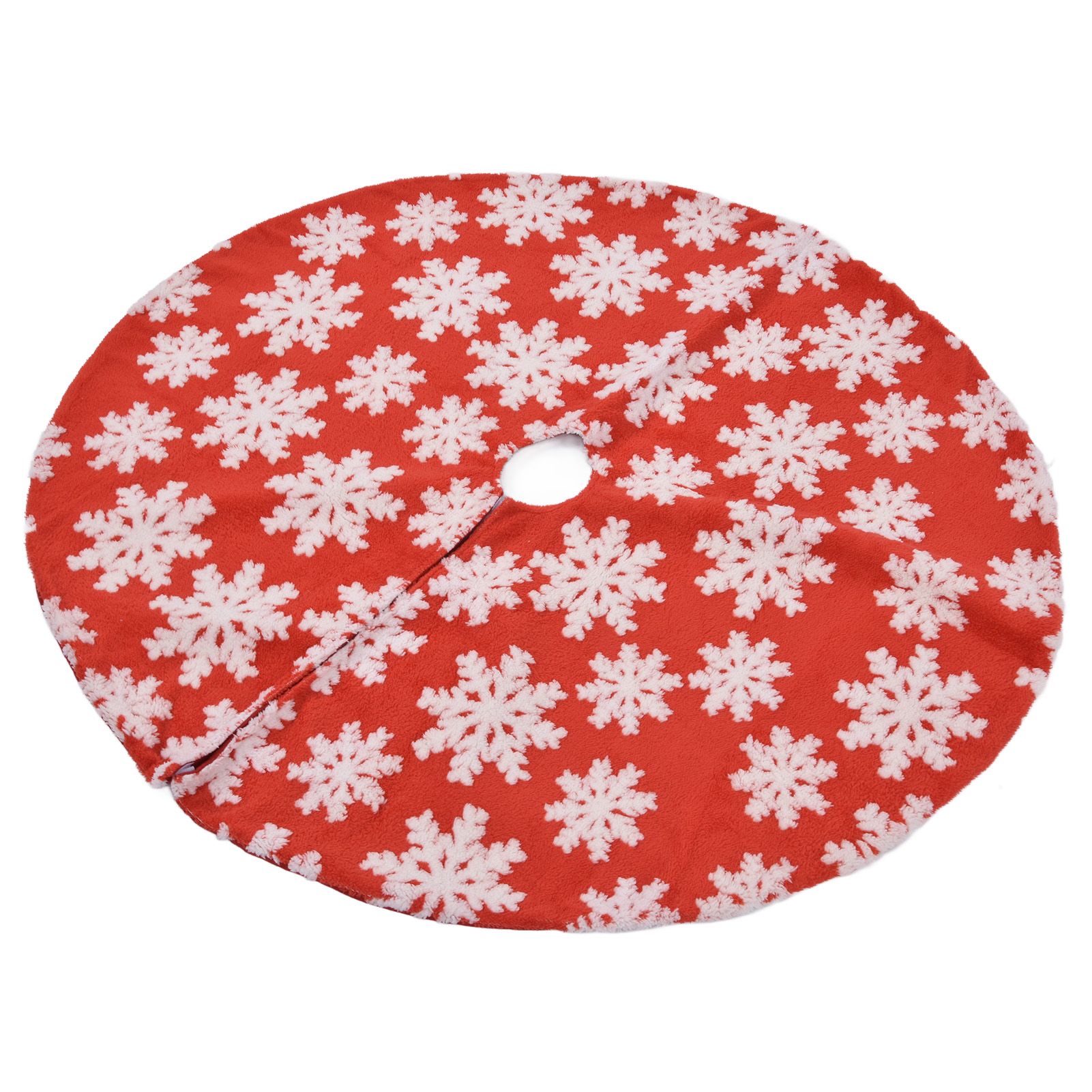Christmas Tree Skirt White Snowflake Pattern Xmas Tree Mat for Holiday Party view 3
