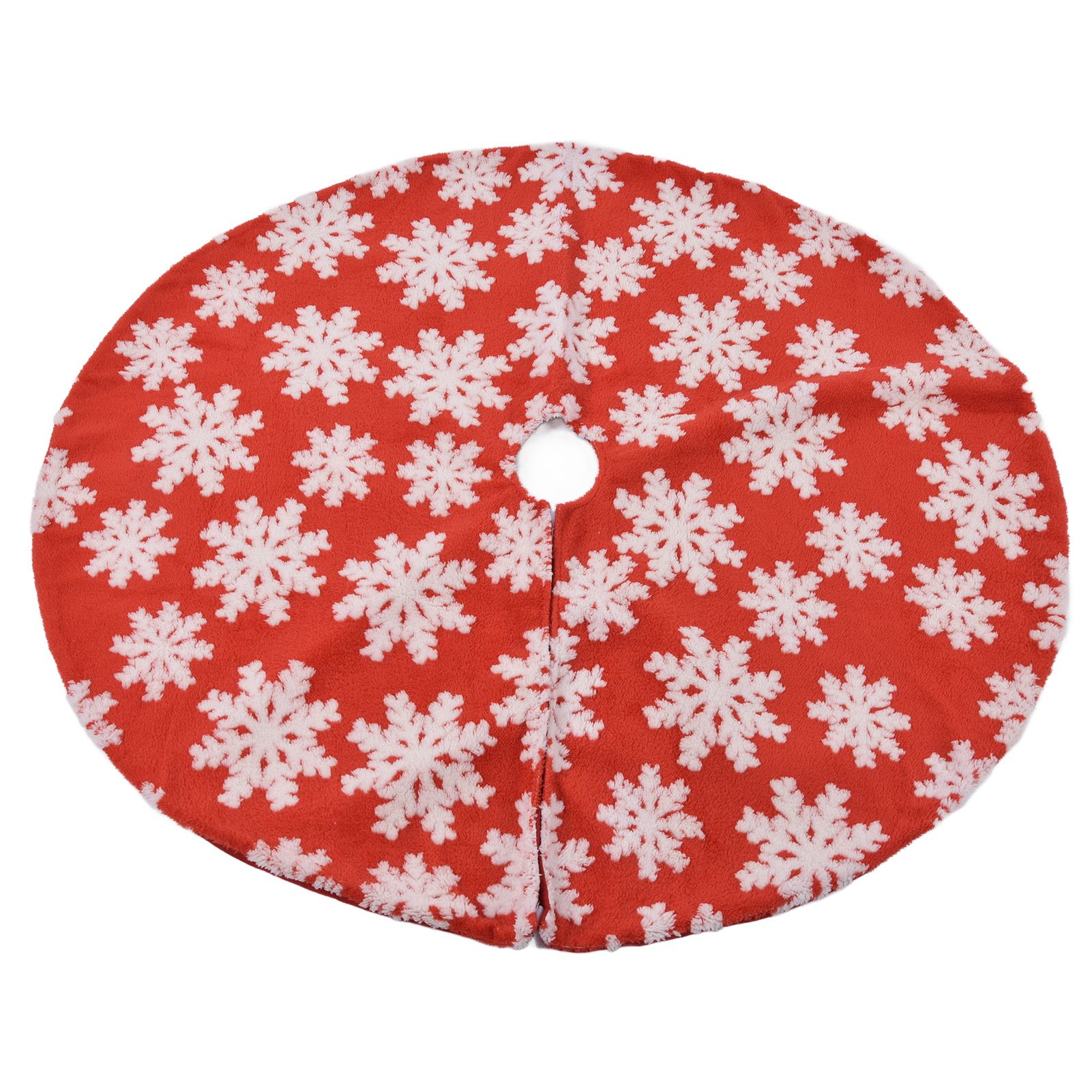 Christmas Tree Skirt White Snowflake Pattern Xmas Tree Mat for Holiday Party view 4