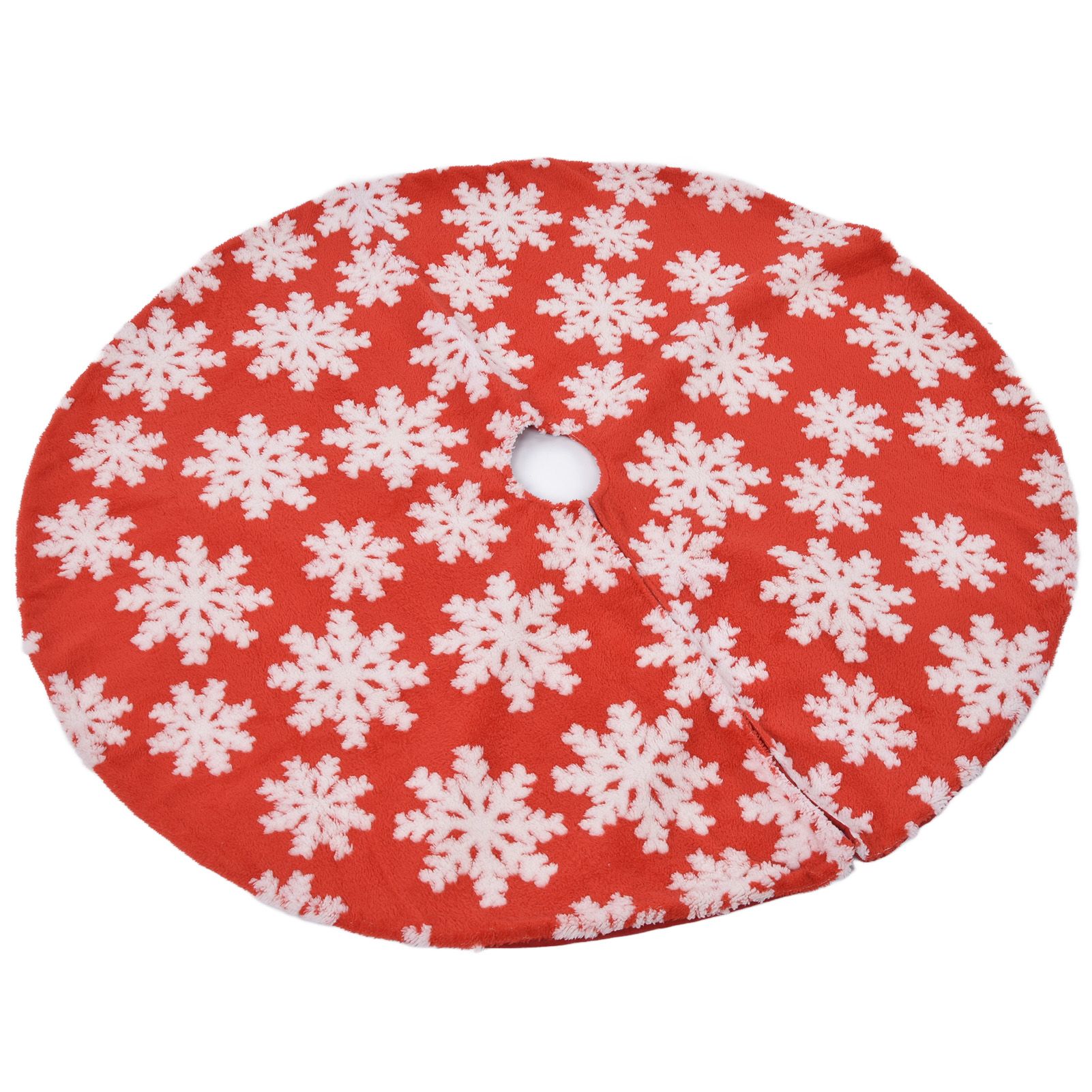 Christmas Tree Skirt White Snowflake Pattern Xmas Tree Mat for Holiday Party view 5