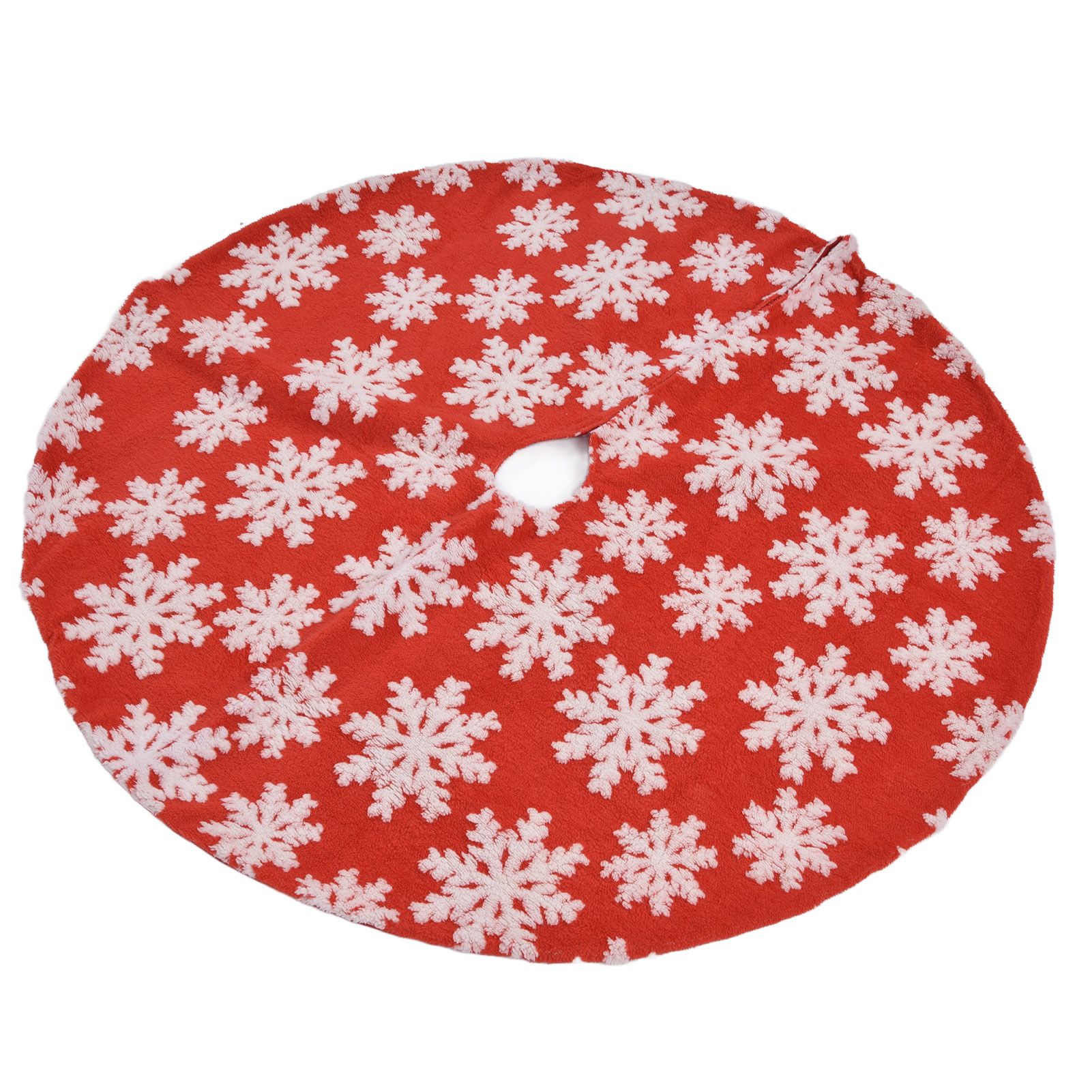 Christmas Tree Skirt White Snowflake Pattern Xmas Tree Mat for Holiday Party view 6