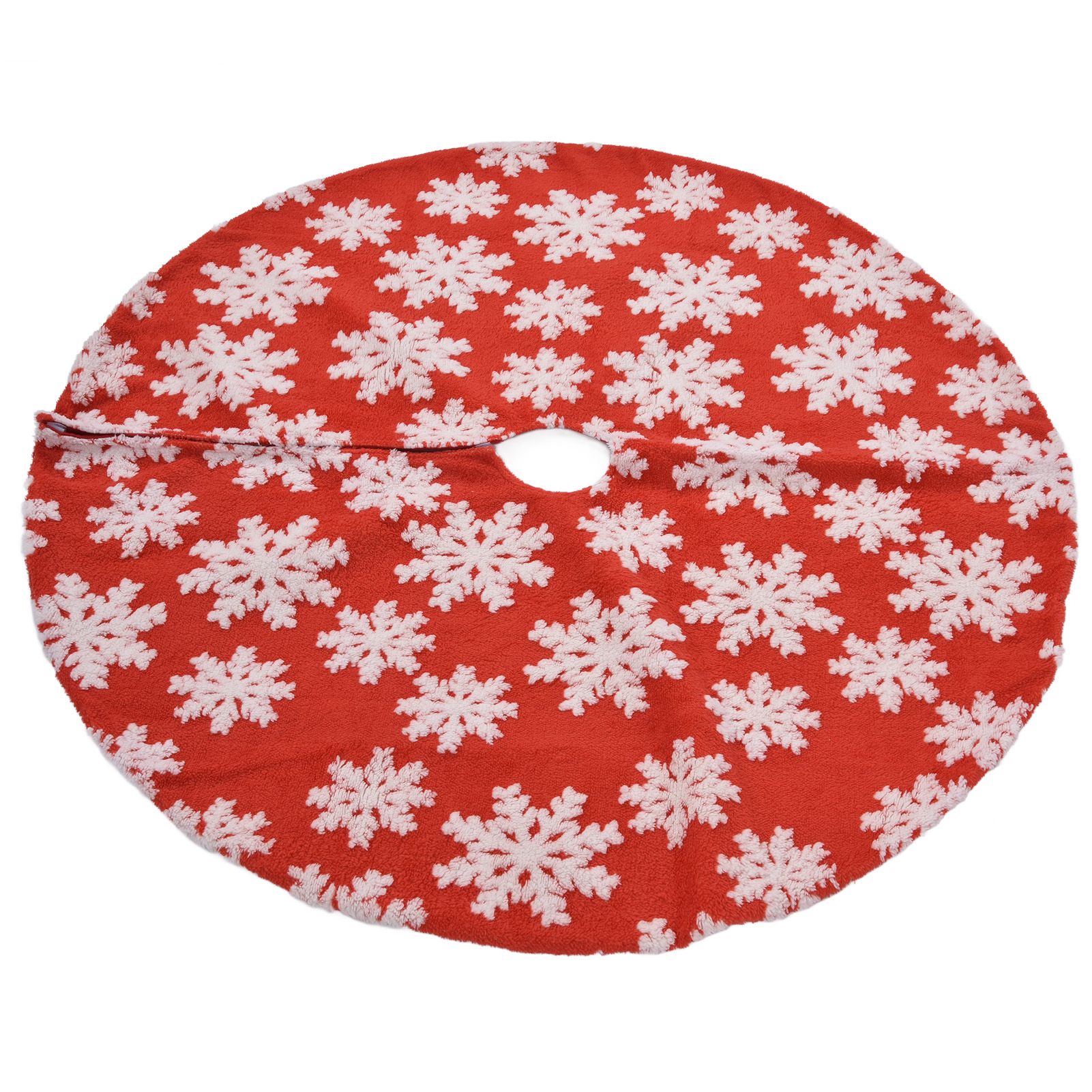 Christmas Tree Skirt White Snowflake Pattern Xmas Tree Mat for Holiday Party view 7