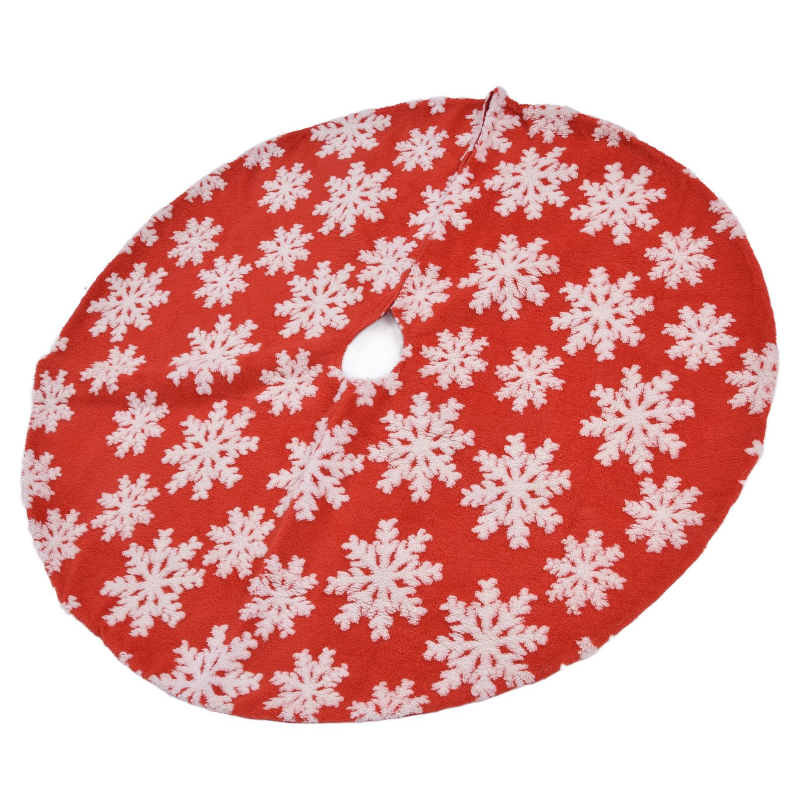 Christmas Tree Skirt White Snowflake Pattern Xmas Tree Mat for Holiday Party view 8