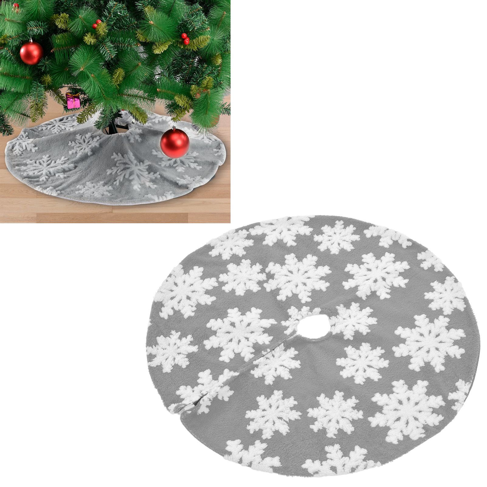 Christmas Tree Skirt Cute Snowflake Patterns Reused Beautiful Practical view 11
