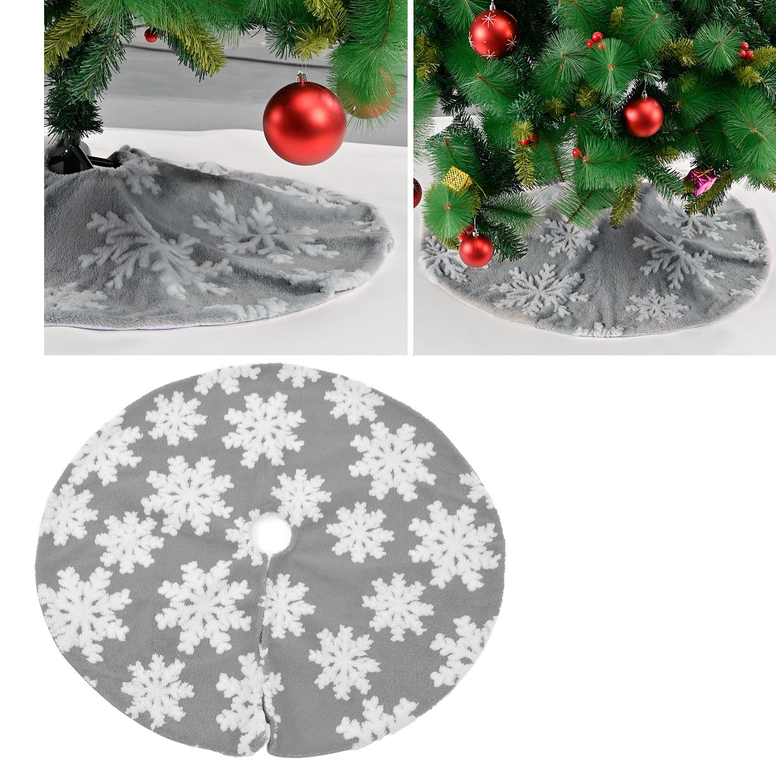 Christmas Tree Skirt Cute Snowflake Patterns Reused Beautiful Practical view 12