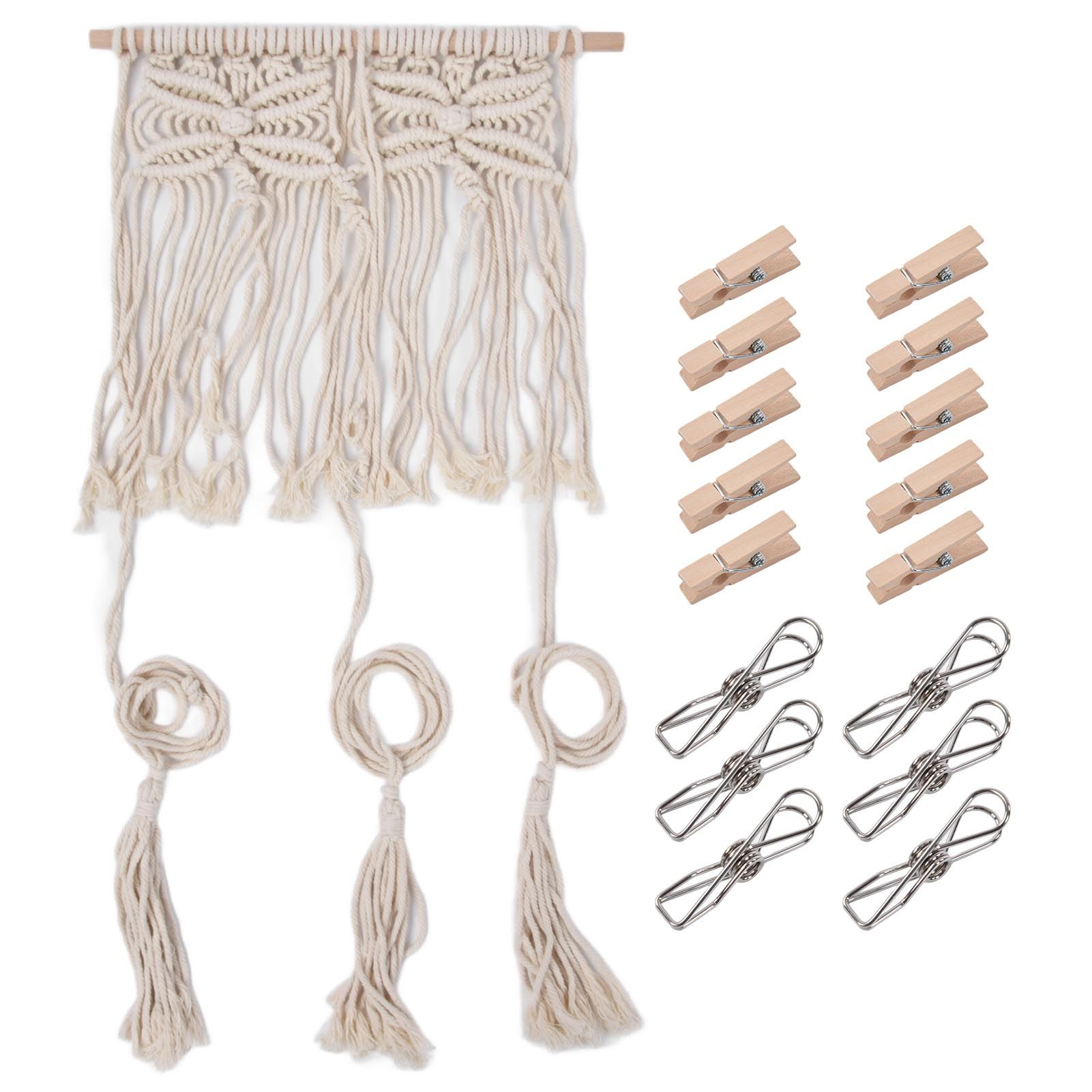 Boho Hat Wall Hanging Rack Cotton Rope Woven Bohemian Caps Holder for Home