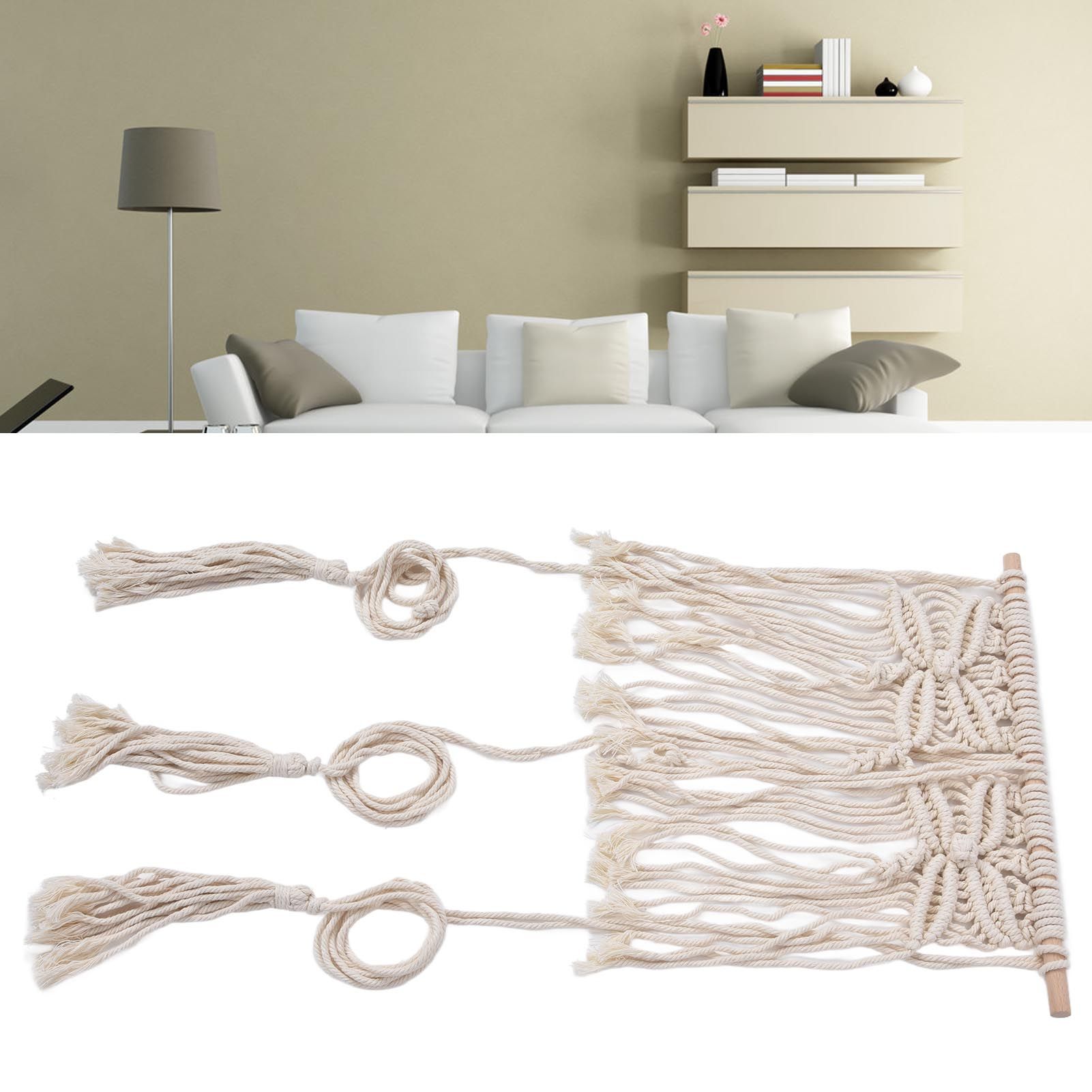 Boho Hat Wall Hanging Rack Cotton Rope Woven Bohemian Caps Holder for Home view 12