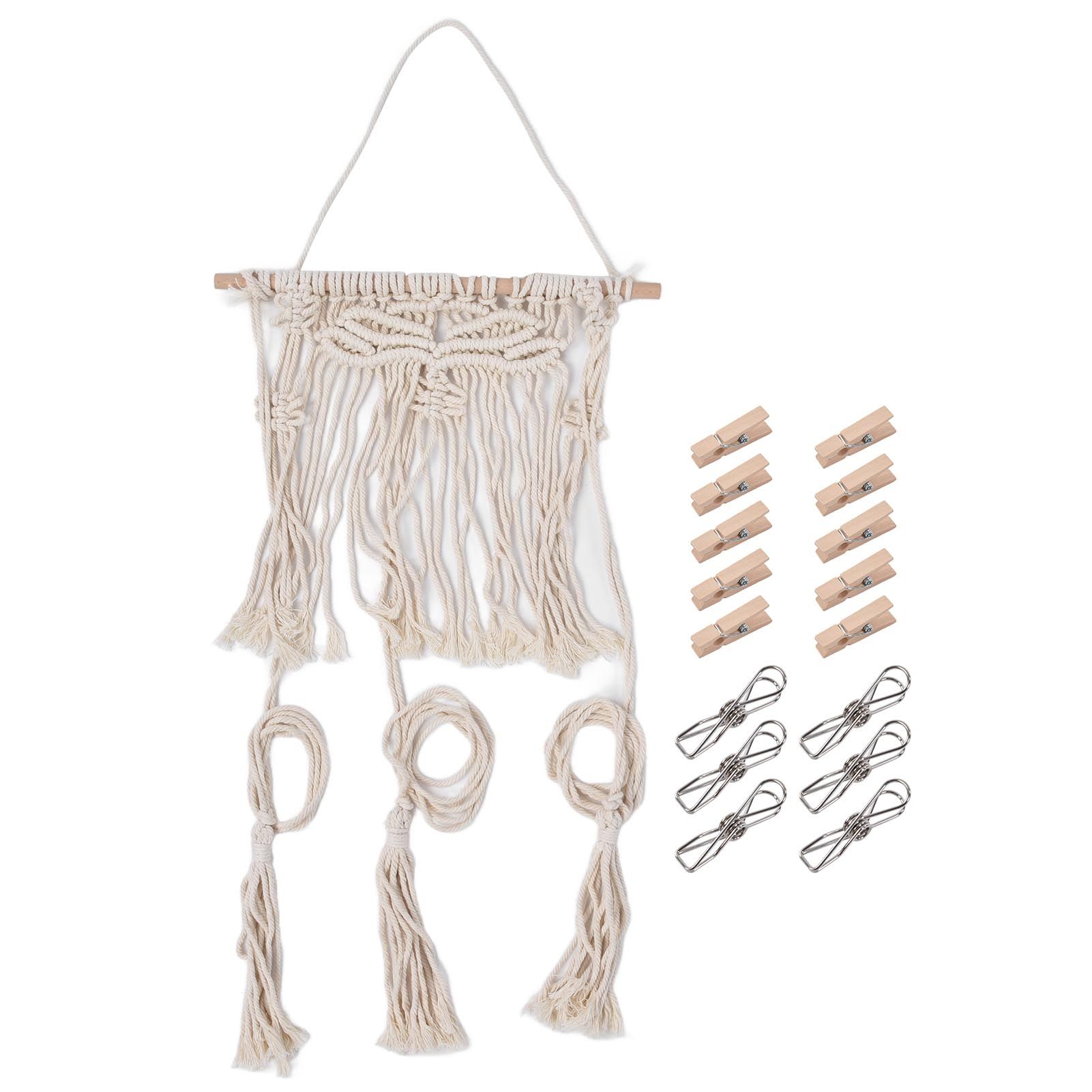 Boho Hat Wall Hanging Rack Cotton Rope Woven Bohemian Caps Holder for Home
