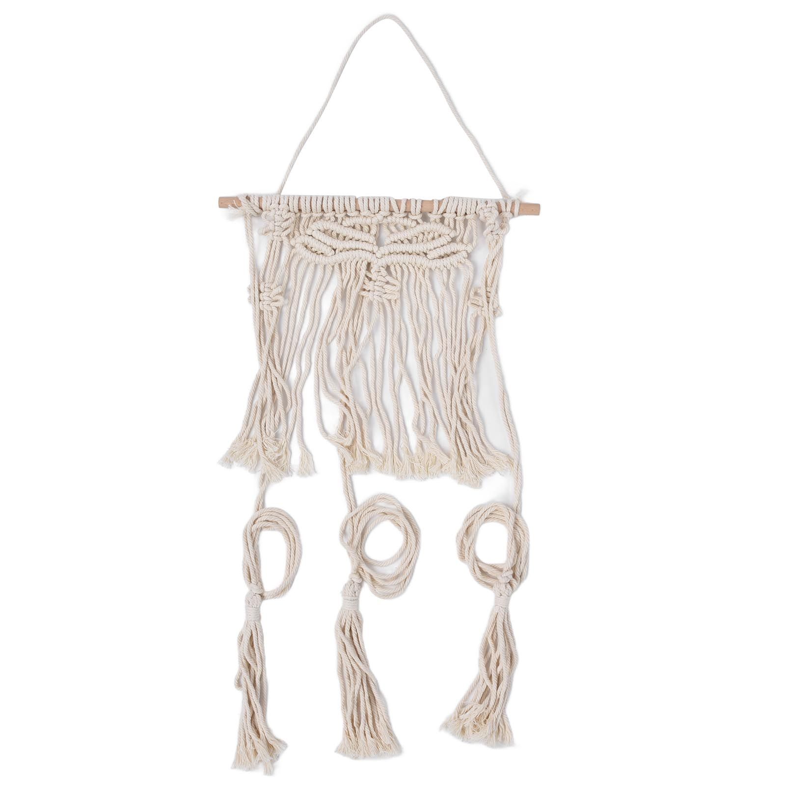 Boho Hat Wall Hanging Rack Cotton Rope Woven Bohemian Caps Holder for Home view 3