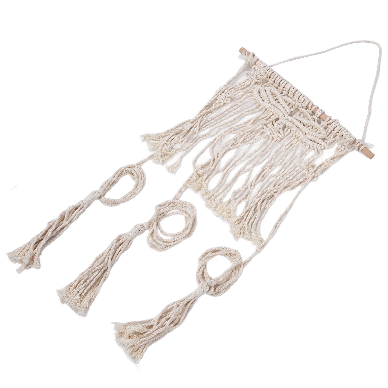 Boho Hat Wall Hanging Rack Cotton Rope Woven Bohemian Caps Holder for Home view 5