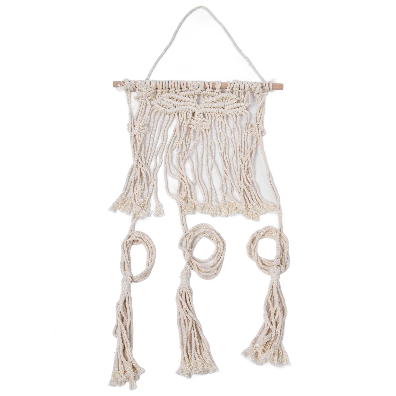 Boho Hat Wall Hanging Rack Cotton Rope Woven Bohemian Caps Holder for Home view 6