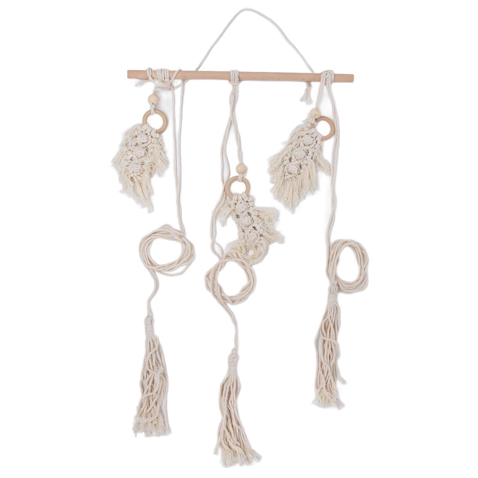 Boho Hat Wall Hanging Rack Cotton Rope Woven Bohemian Caps Holder for Home view 3